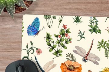 MuchoWow Gaming Mauspad Insekten - Blumen - Sommer - Regenbogen - Muster (1-St), Mousepad mit Rutschfester Unterseite, Gaming, 40x40 cm, XXL, Großes