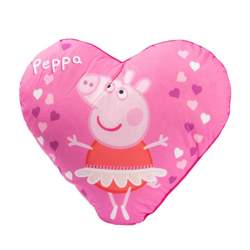 United Labels® Dekokissen Peppa Wutz Kissen - Plüsch Herz Dekokissen Pink 45 x 45 cm