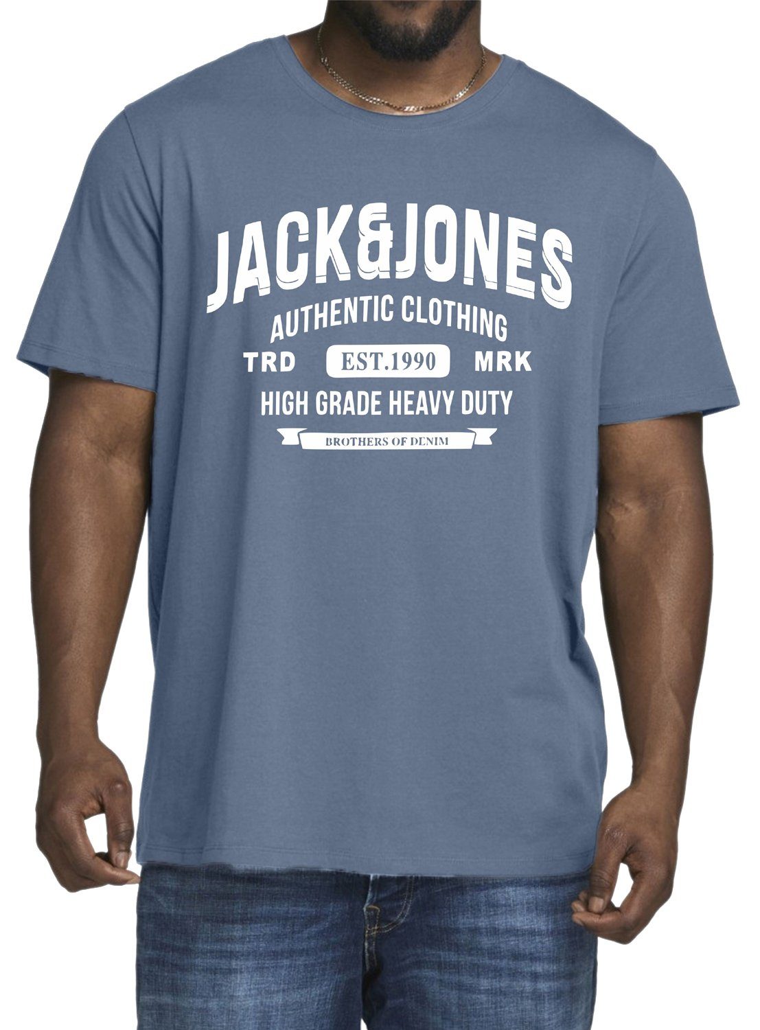 Jack & Jones Plus Print-Shirt 5er Big Shirts, Pack Übergröße 5er-Pack) Baumwolle Size 1 aus (Spar-Set, Mix