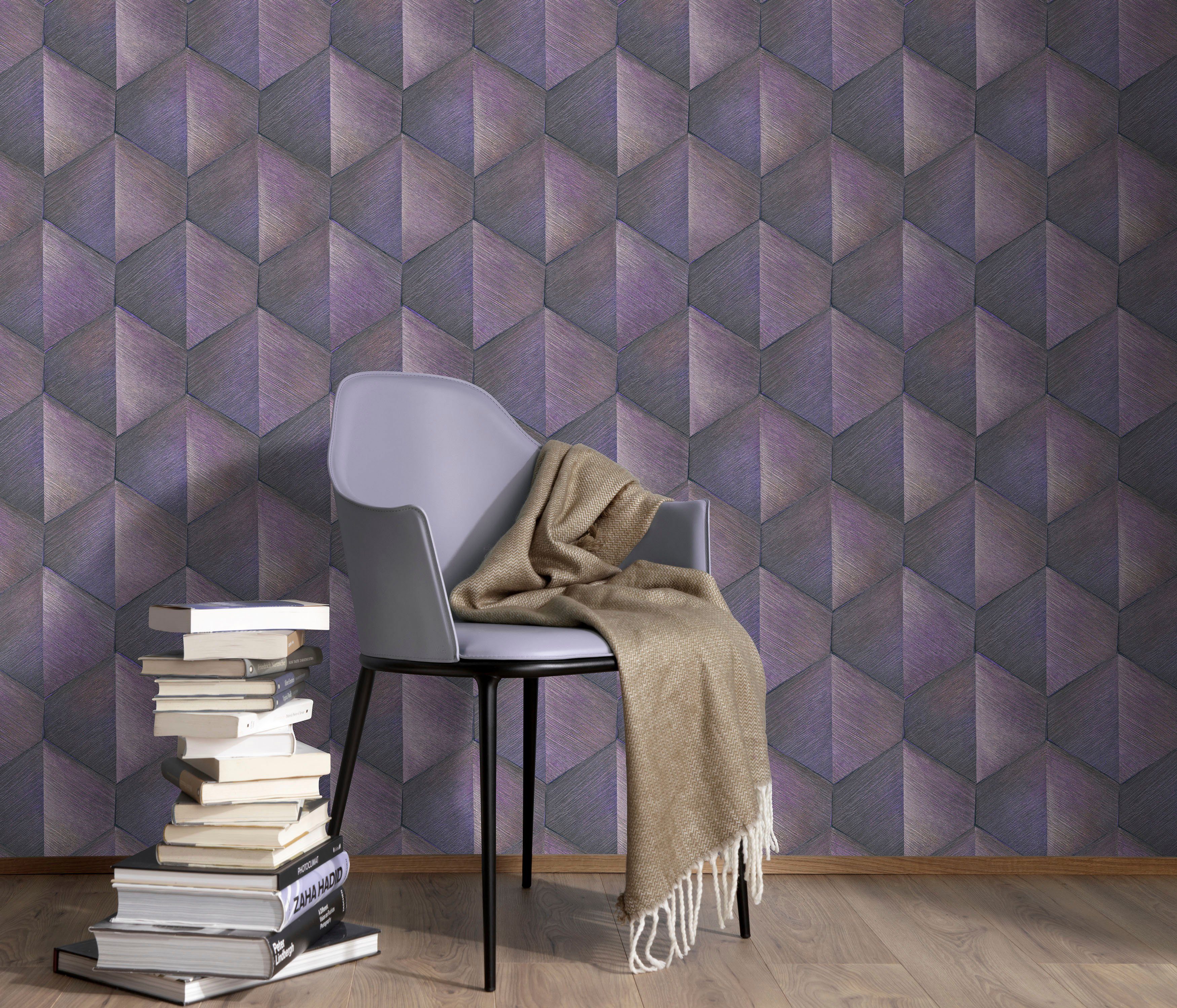 Fashion for walls Vliestapete Prisma, GUIDO Phthalate MARIA frei, violett KRETSCHMER geprägt, 3D-Optik