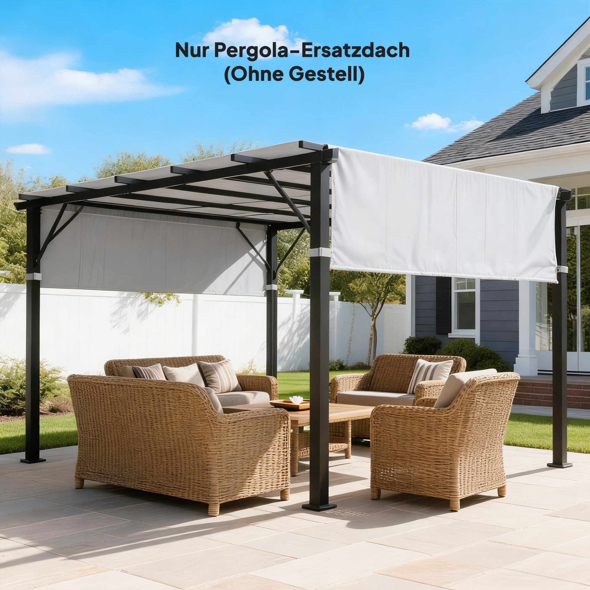 Outsunny Pavillon-Ersatzdach mit UV-Schutz, 180 g/m², 122.0 x 122.0 cm (Ersatz-Dachplane, Sonnensegel), für 3 x 3 m Pavillon, Hellgrau