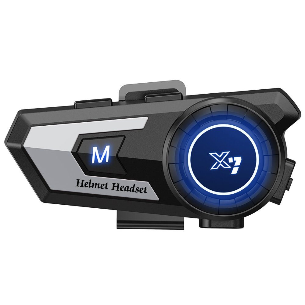 GelldG Motorrad Headset Intercom Motorrad Kommunikationssystem Bluetooth-Kopfhörer Silber