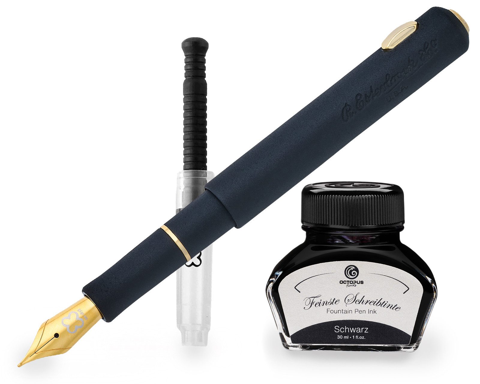 OCTOPUS Füllfederhalter Esterbrook Niblet Black Raven, Gold Füllhalter 30ml Tinte, (Füller mit Schreibtinte, 1-tlg., Schwarz)