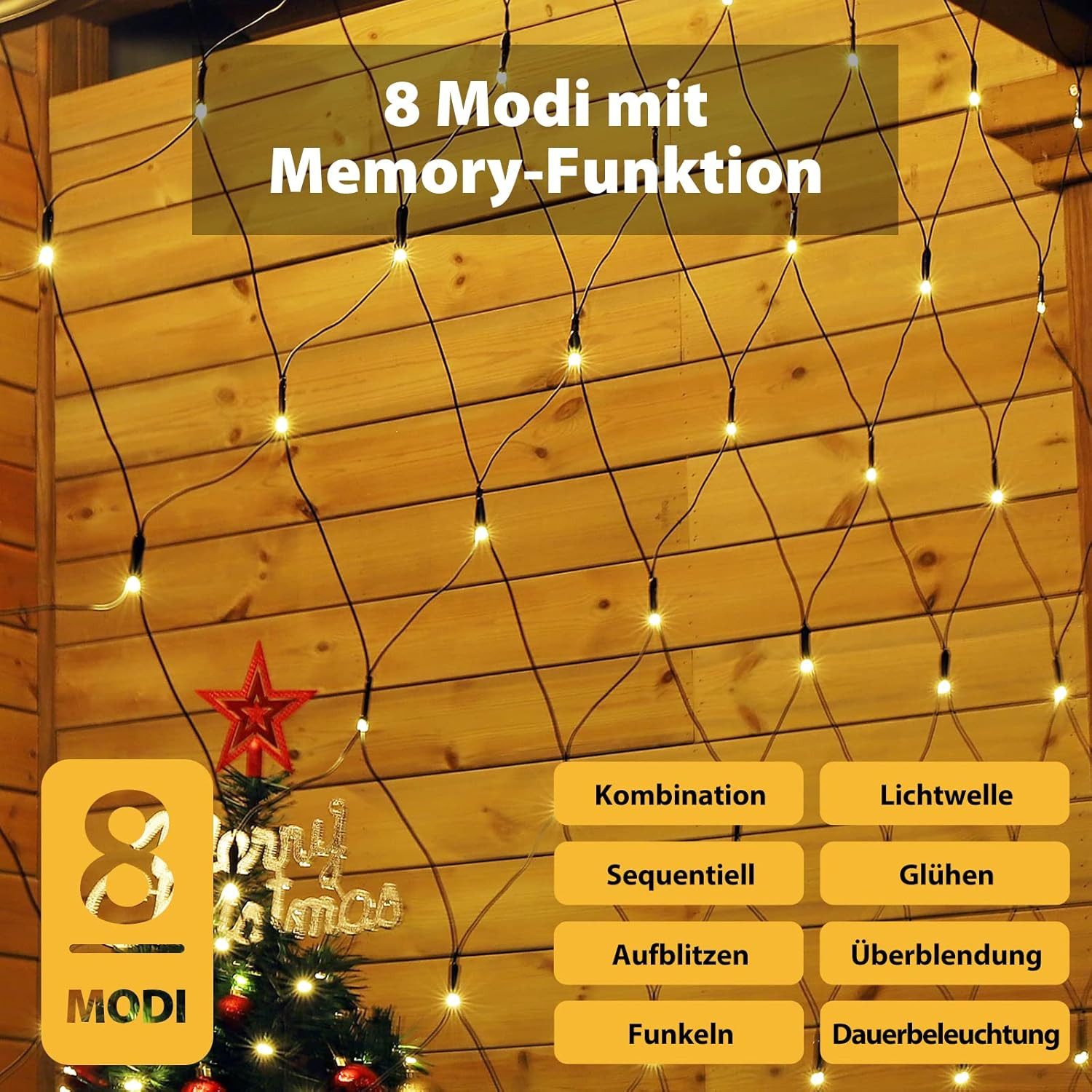 Salcar LED-Lichterkette LED Lichternetz outdoor Lichterkette Garten Weihnac günstig online kaufen