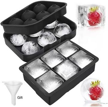 XDeer Eiswürfelform 2 Stück Eiswürfelform Silikon,6 Quadratische Eiswürfel +, 6 Runde Kugel Eiswürfelform, Cocktails,Wein, Saft
