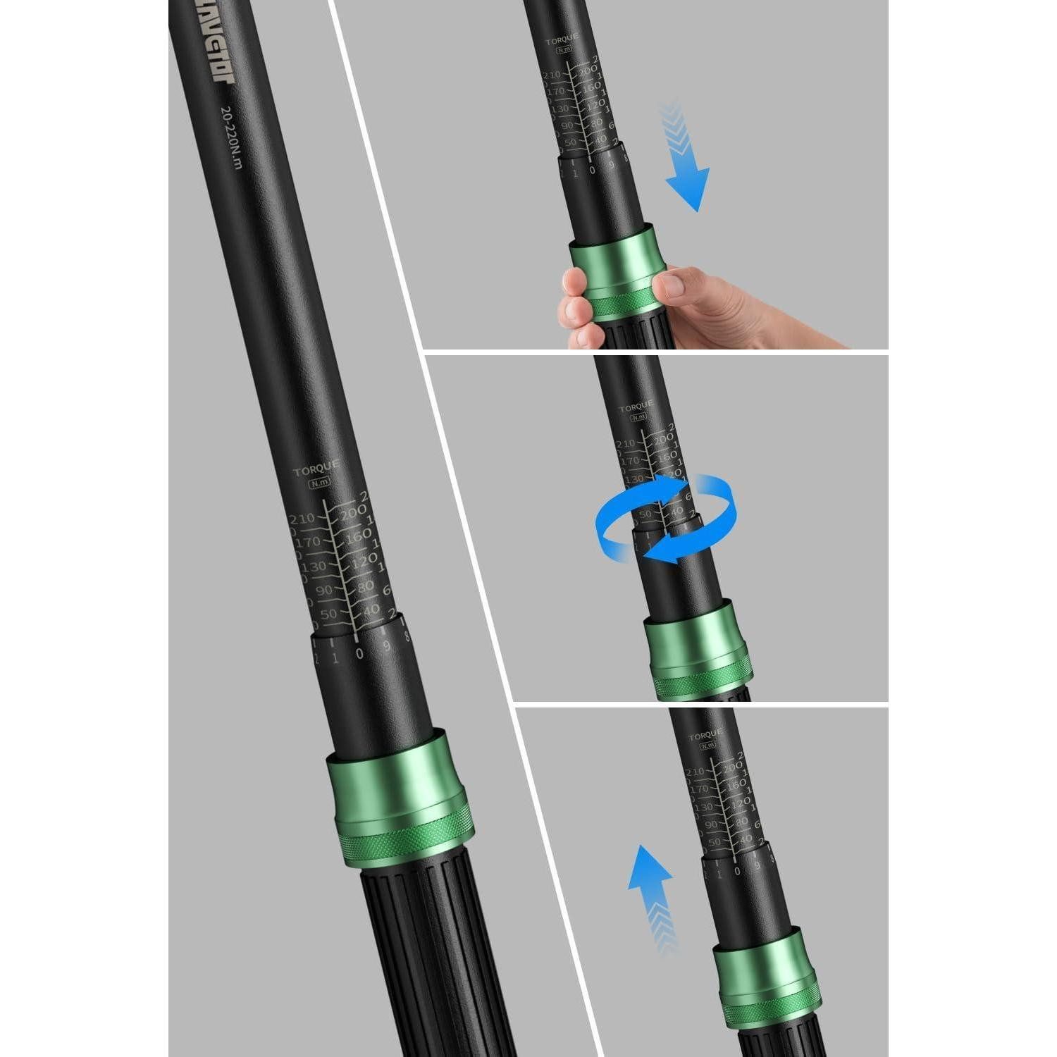 LuxusKollektion Drehmomentschlüssel Drehmomentschlüssel 1/2 20-220Nm 72Zähne Umschaltknarre 20-220 NM