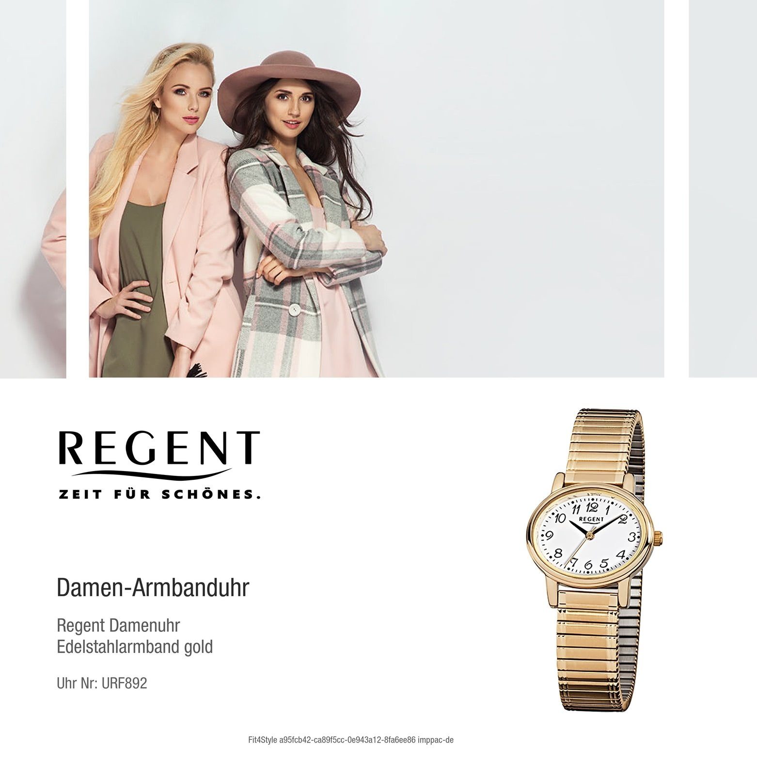 30x25mm), Regent Regent Quarzuhr Armbanduhr goldarmband klein gold (ca. Damen Damen-Armbanduhr oval, Analog Edelstahl, F-892,
