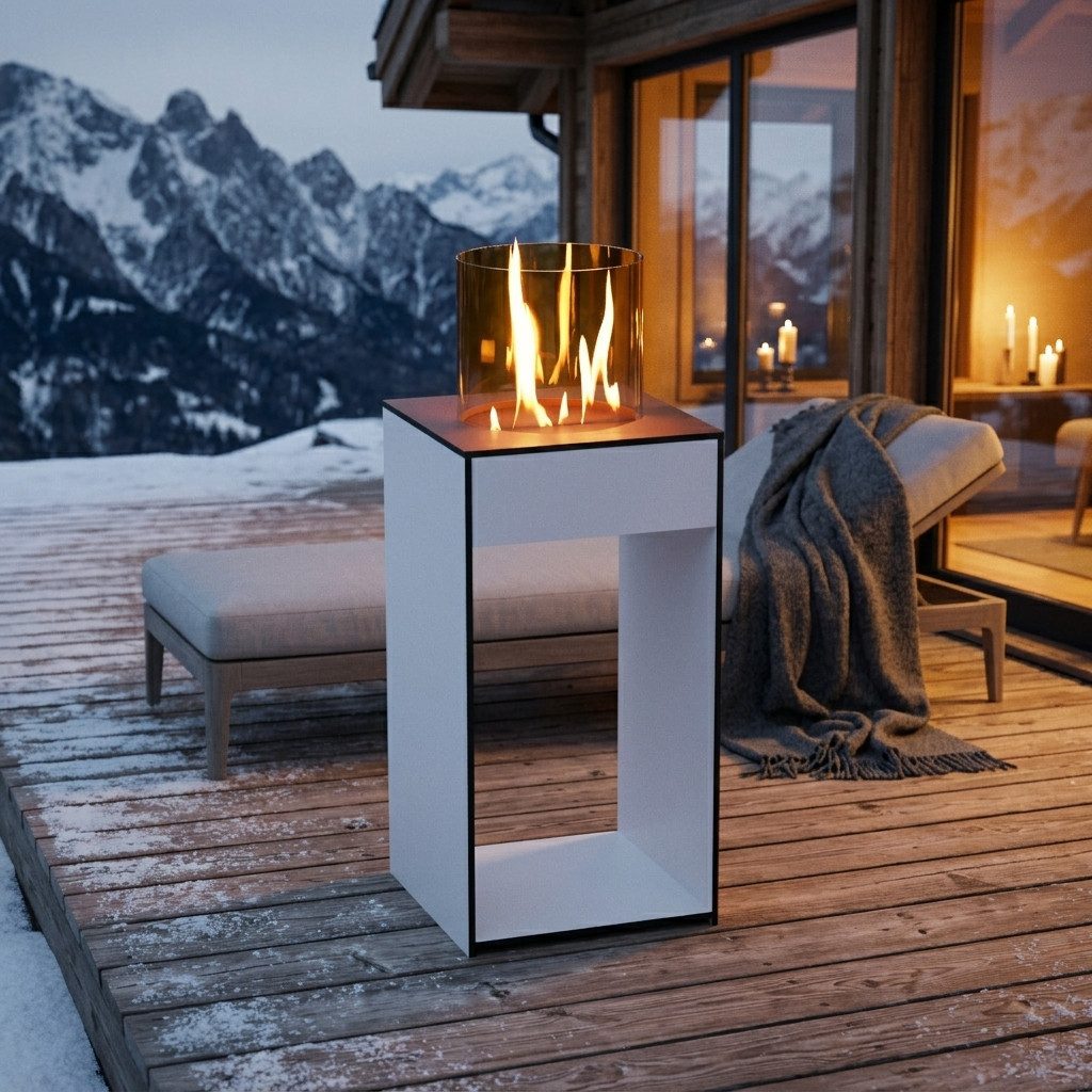 GLOW FIRE Echtfeuer-Dekokamin Emma Concept M Outdoor Ethanolkamin, echte Flamme mit Wohlfühlfaktor, TÜV geprüfter Sicherheitsbrenner