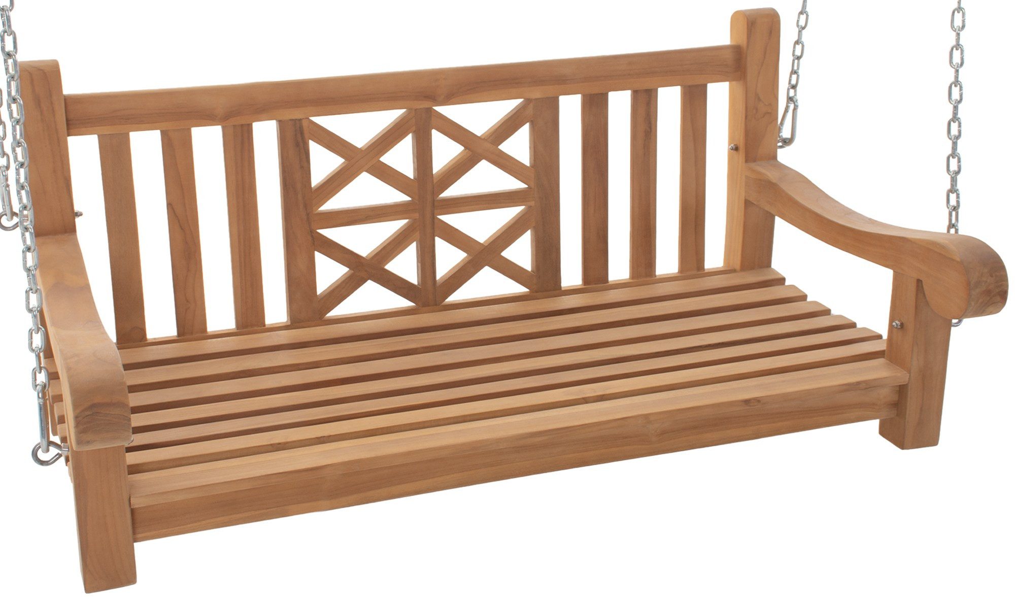 furnicato Hängebank Schaukelbank Farm 120 cm Naturholz Goldbraun (1-St), Witterungsbeständige Sitzbank mit Armlehnen für deinen Garten