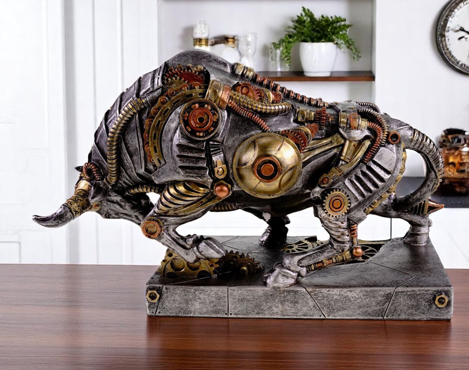 Kremers Schatzkiste Dekofigur Big Bull Stier Steampunk Handbemalte Dekofigu günstig online kaufen