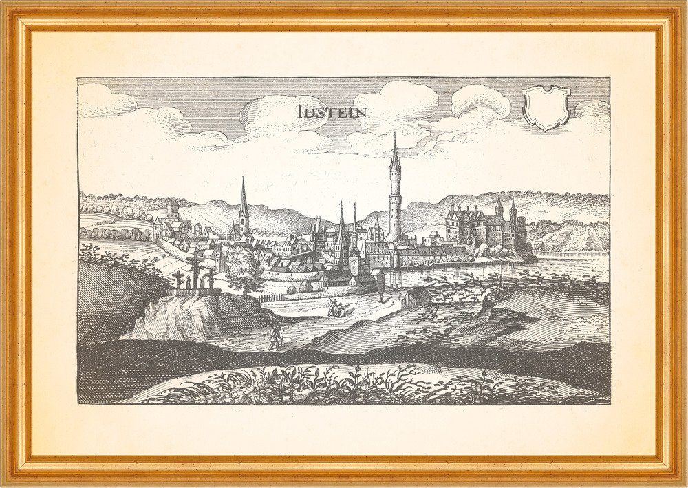 Kunstdruck Idstein Mechtildshausen Residenzschloss Hexenturm Höerhof Merian 0037