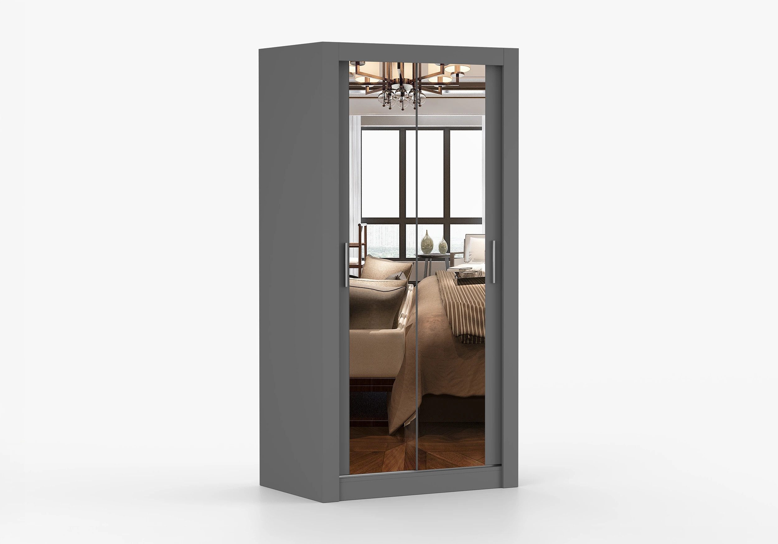 imoebel24 Schwebetürenschrank MILAN 100 cm - Grau / Grau