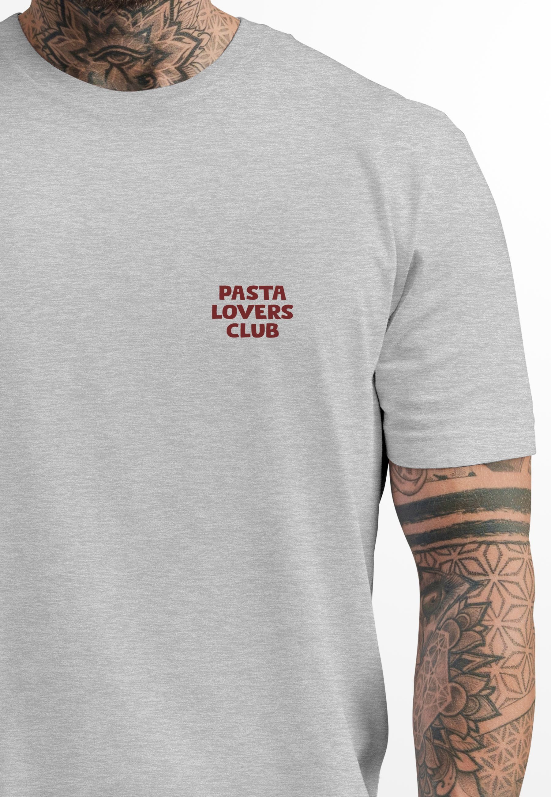 Neverless Print-Shirt Herren T-Shirt Backprint Katze Rückendruck Brustloge Pasta Lovers mit Print