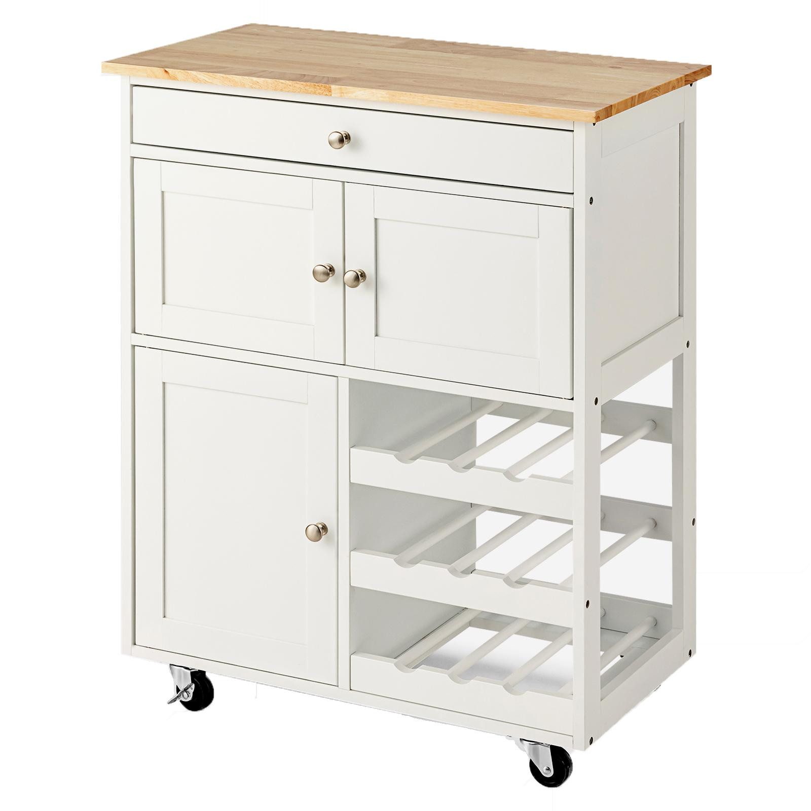 KOMFOTTEU Küchenwagen Servierwagen, mit Rollen, 86,5 x 67 x 37cm, bis 58kg günstig online kaufen