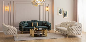 JVmoebel Wohnzimmer-Set Komplett Wohnzimmer 3tlg stilvoll 2x Dreisitzer Sofa Luxus Sessel, (3-St., 2x Sofas 3-Sitzer/Sessel), Made in Europa