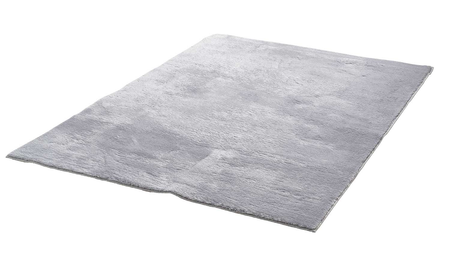 merinos Teppich LOFT, Silber, 80 x 150 cm, Polyester, Uni, rechteckig, Höhe günstig online kaufen