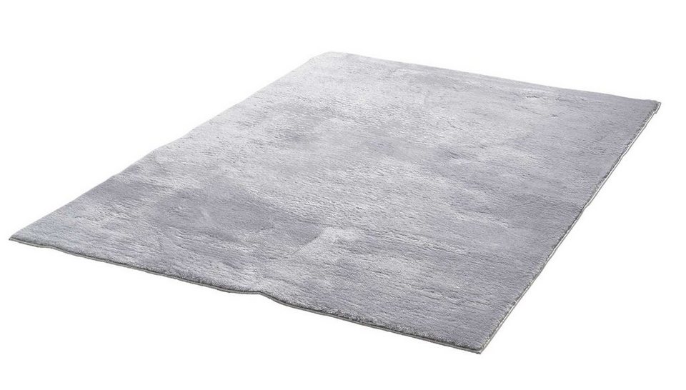 Hochflor-Teppich LOFT, 150 x 230 cm, Silbergrau, Polyester, merinos,  rechteckig, Höhe: 19 mm, mit rutschhemmender Unterseite