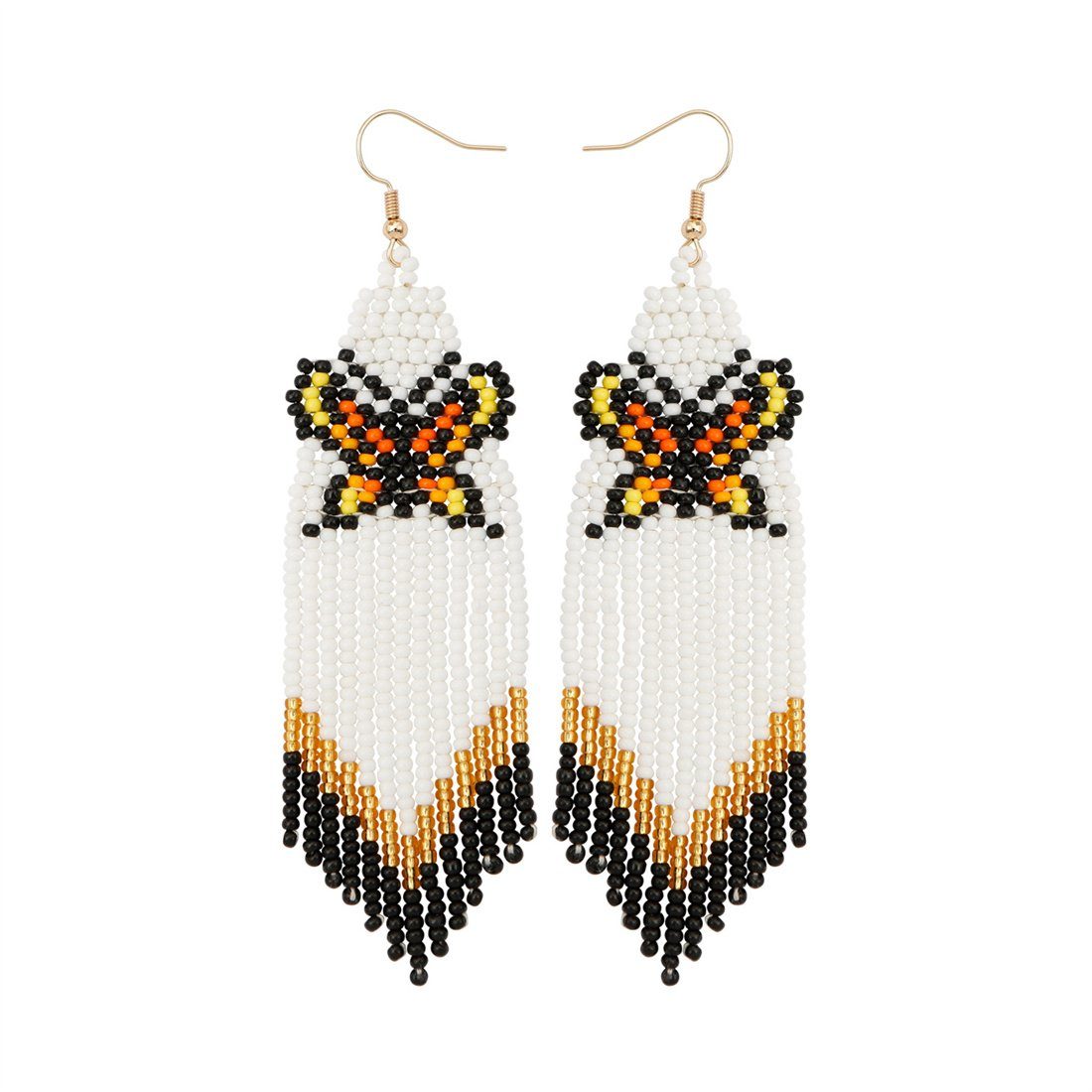 mit Bohemian Ohrhänger für Frauen Gelb Ohrringe DÖRÖY gewebte Paar Schmetterling Tassel Ohrringe