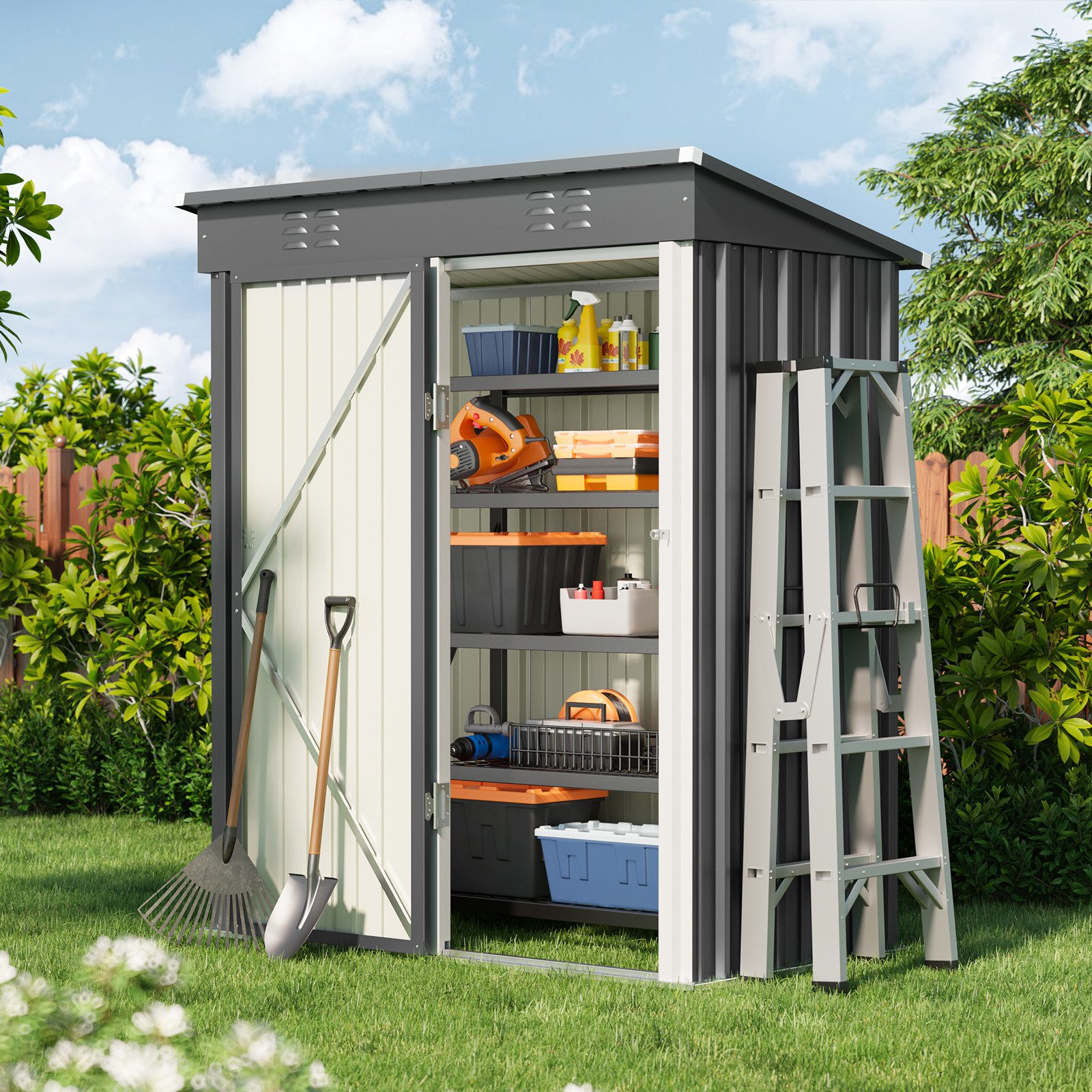 Bealife Gartenhaus Robuster Metall-Gartengeräteschuppen 180 x günstig online kaufen