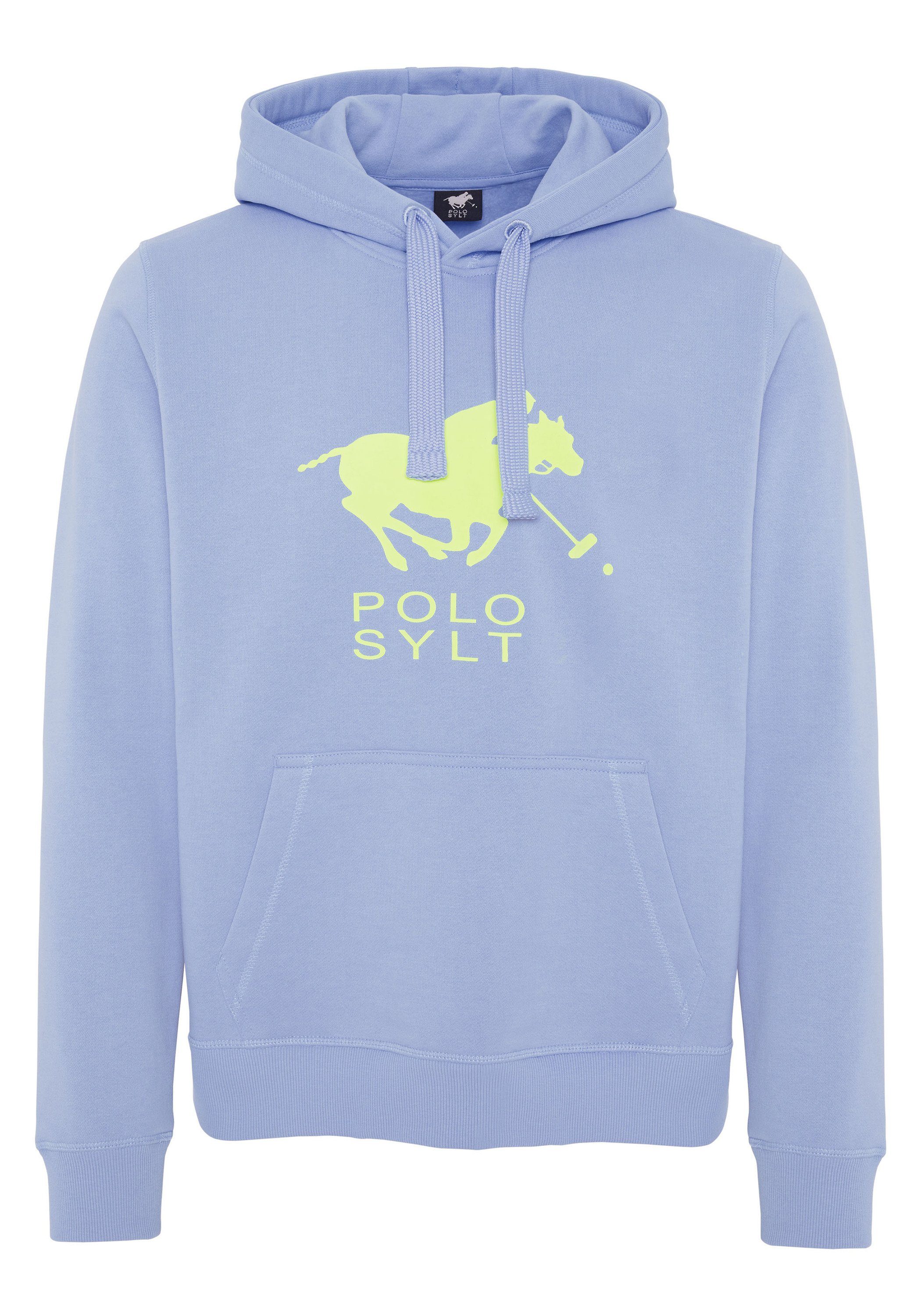 Polo Sylt Kapuzensweatshirt aus Baumwollmix mit Label-Motiv Brunnera Blue