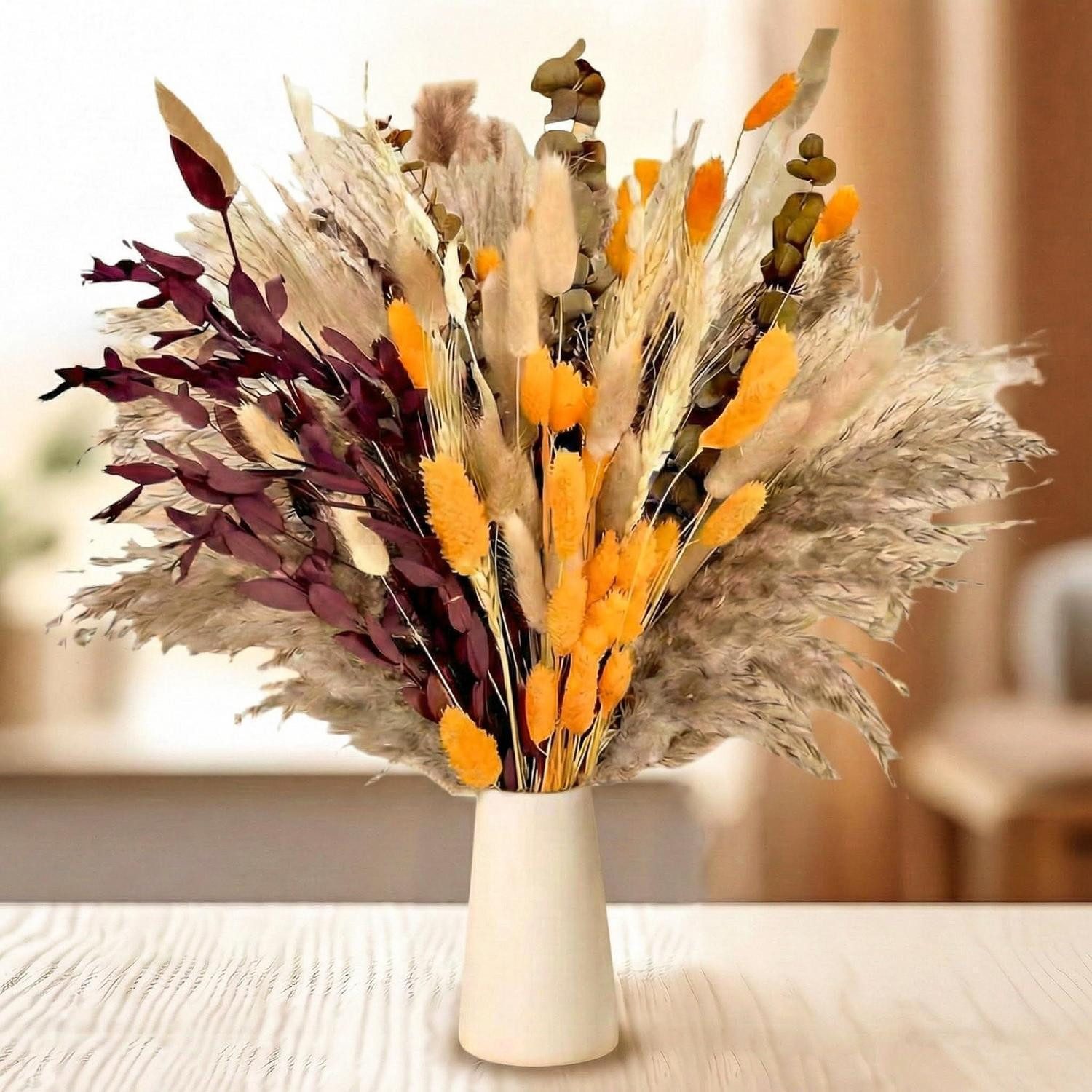 Trockenblume Trockenblumen Pampasgras 100er Set Beige, LuxusKollektion, Höhe 1 cm