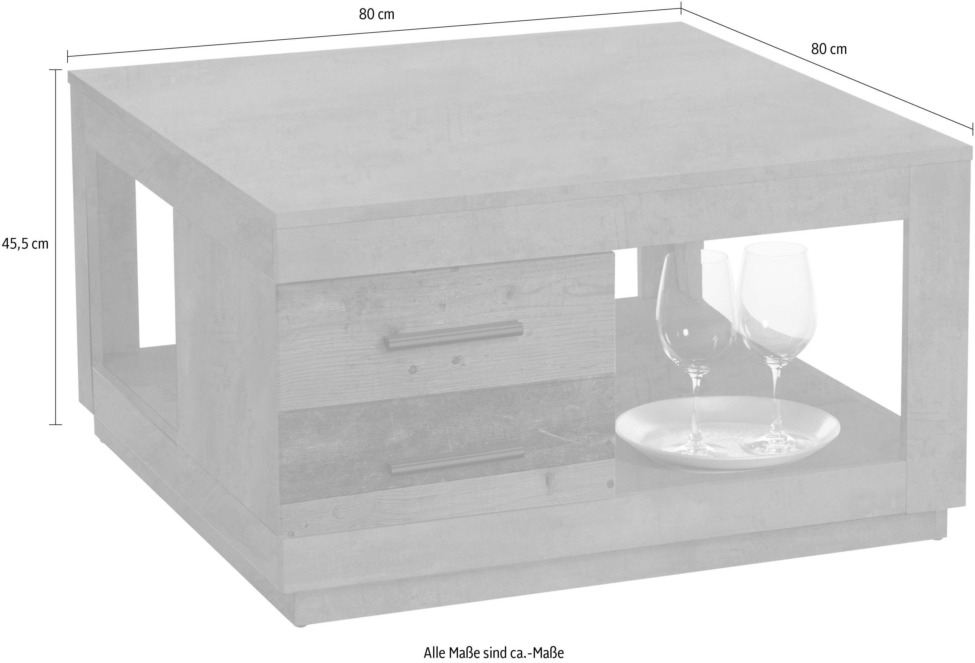 Stolkom Sp.z.o.o. Couchtisch Fulda, mit Schubladen in Beton Dekor