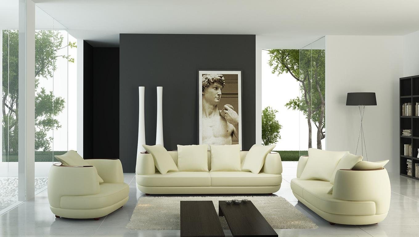 Set in JVmoebel 3+2 Couch Made Design Europe Sofa Leder Wohnzimmer, Sofagarnitur Polster