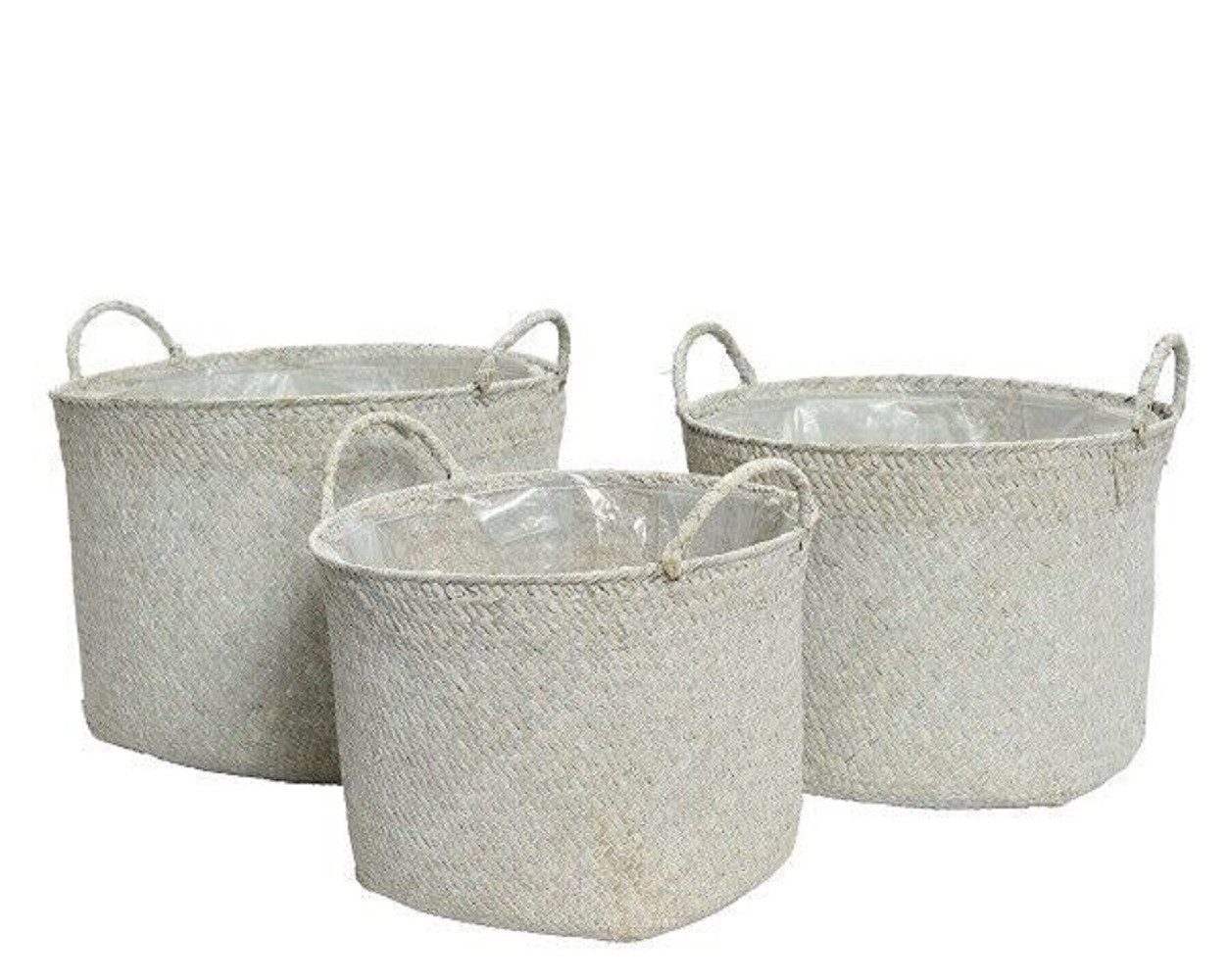 Dekokorb Korb Wäschekorb Aufbewahrungskorb Seegras rund Ø 22 cm 3er Set