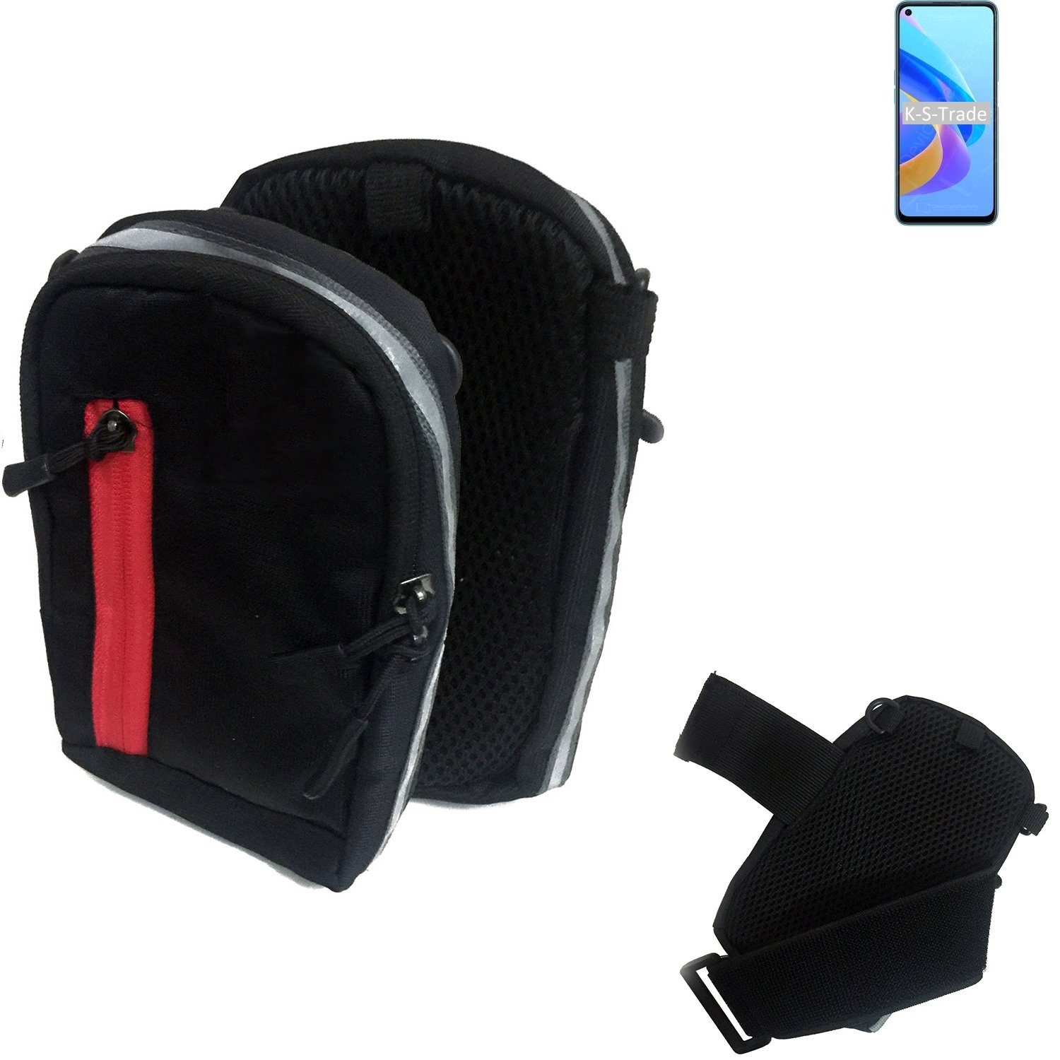 K-S-Trade Handyhülle für Oppo A76, Outdoor Gürteltasche Holster Umhängetasche schwarz Handy Tasche