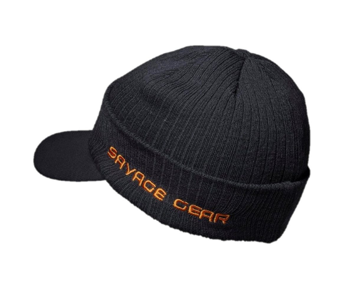 Savage Gear Beanie Peak Beanie One Size Rock Grey Wintermütze Schildmütze Angeln Freizeit One size Beanie und Kappe in einem