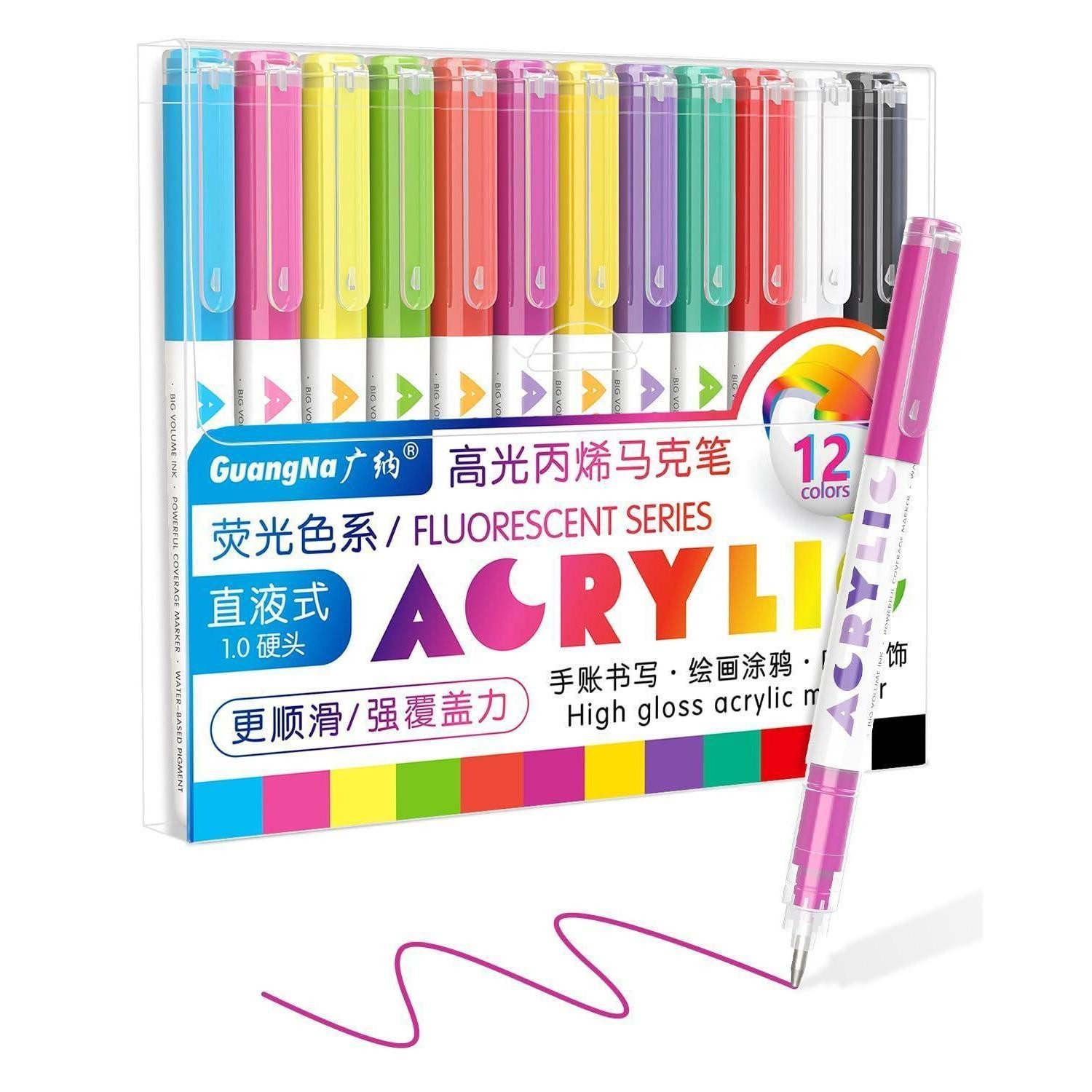 LuxusKollektion Gelroller Gelstifte 12 Farben Fluoreszierend Acryl Rollerball