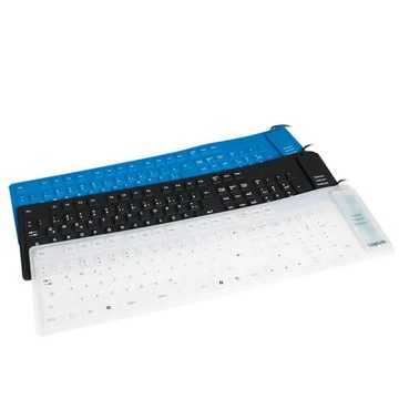 LogiLink USB + PS/2, wasserfeste, weiße flexible Tastatur