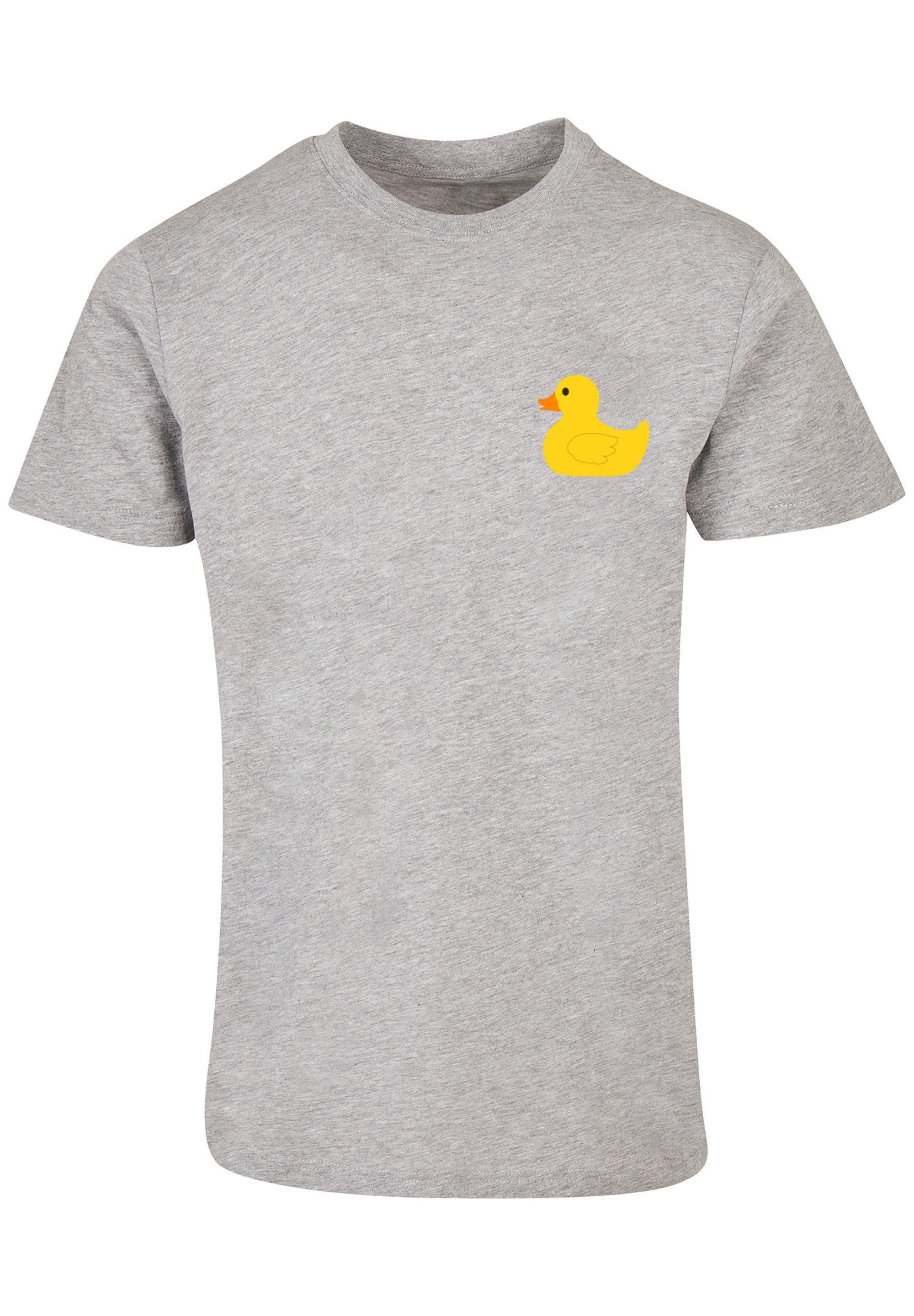 F4NT4STIC T-Shirt Yellow Duck Print Rubber heather grey UNISEX TEE