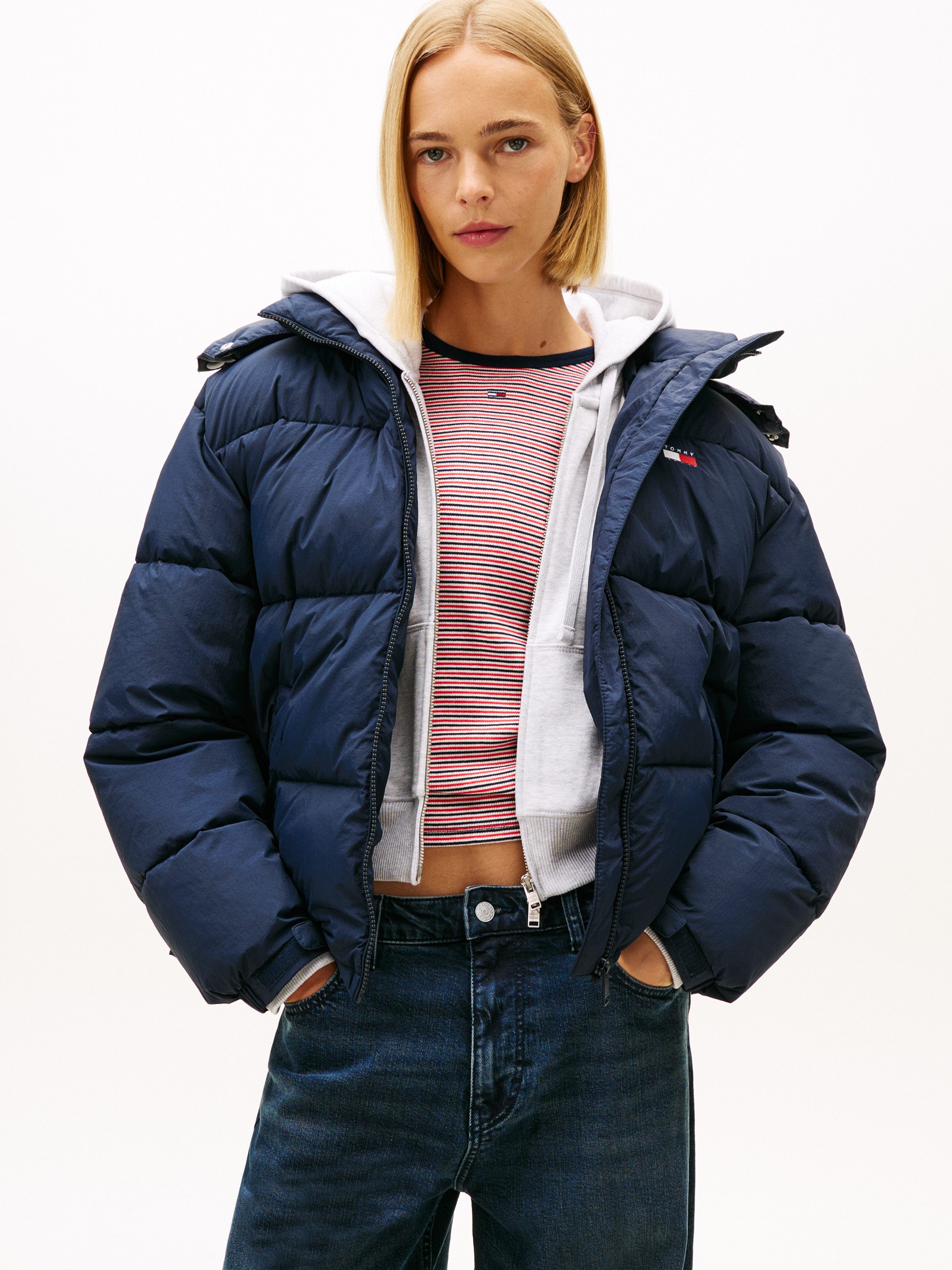 Tommy Jeans Steppjacke TJW OVS HOODED FLAG PUFFER EXT günstig online kaufen