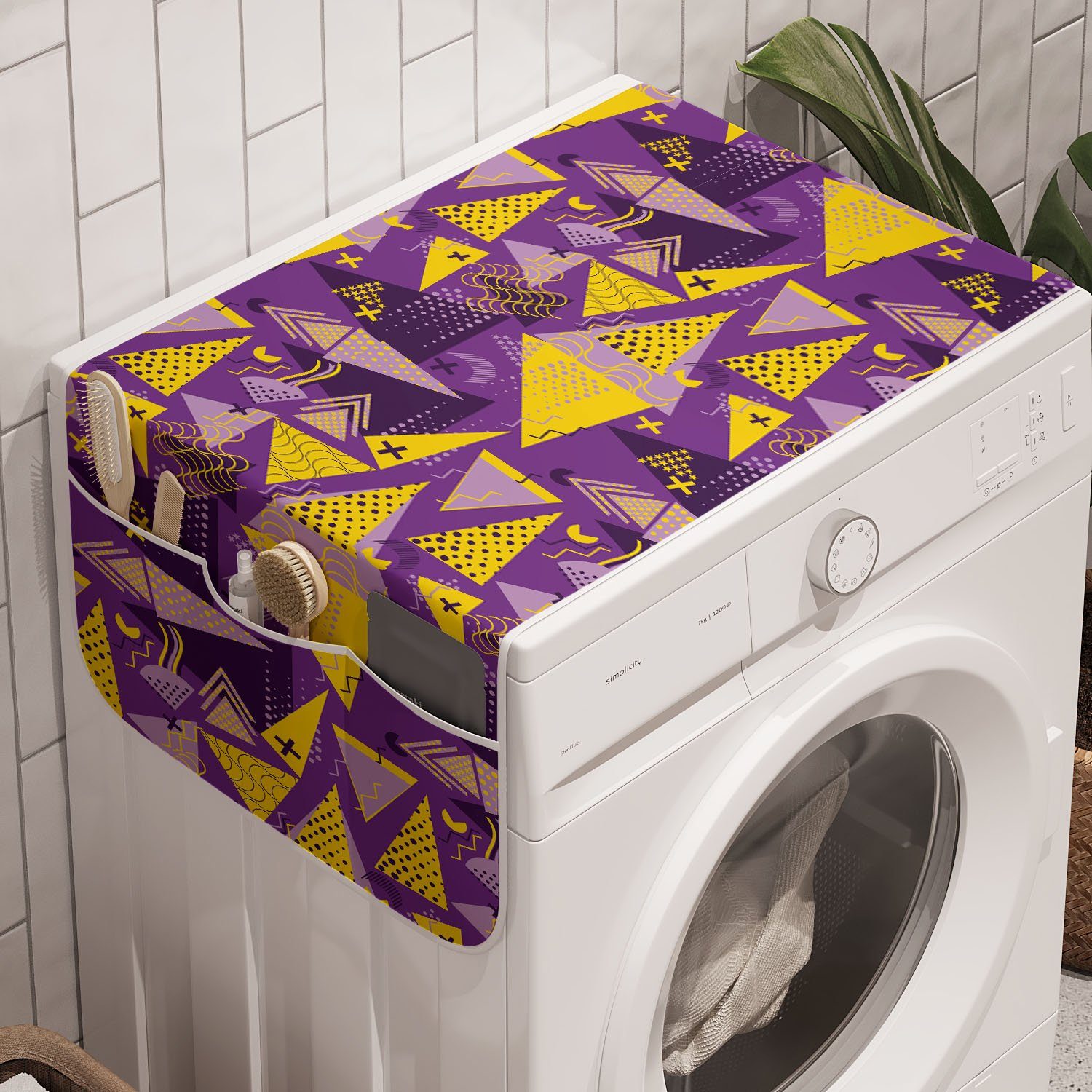 und Badorganizer für Anti-Rutsch-Stoffabdeckung Abakuhaus Memphis Trockner, lustige Geometrisch Waschmaschine