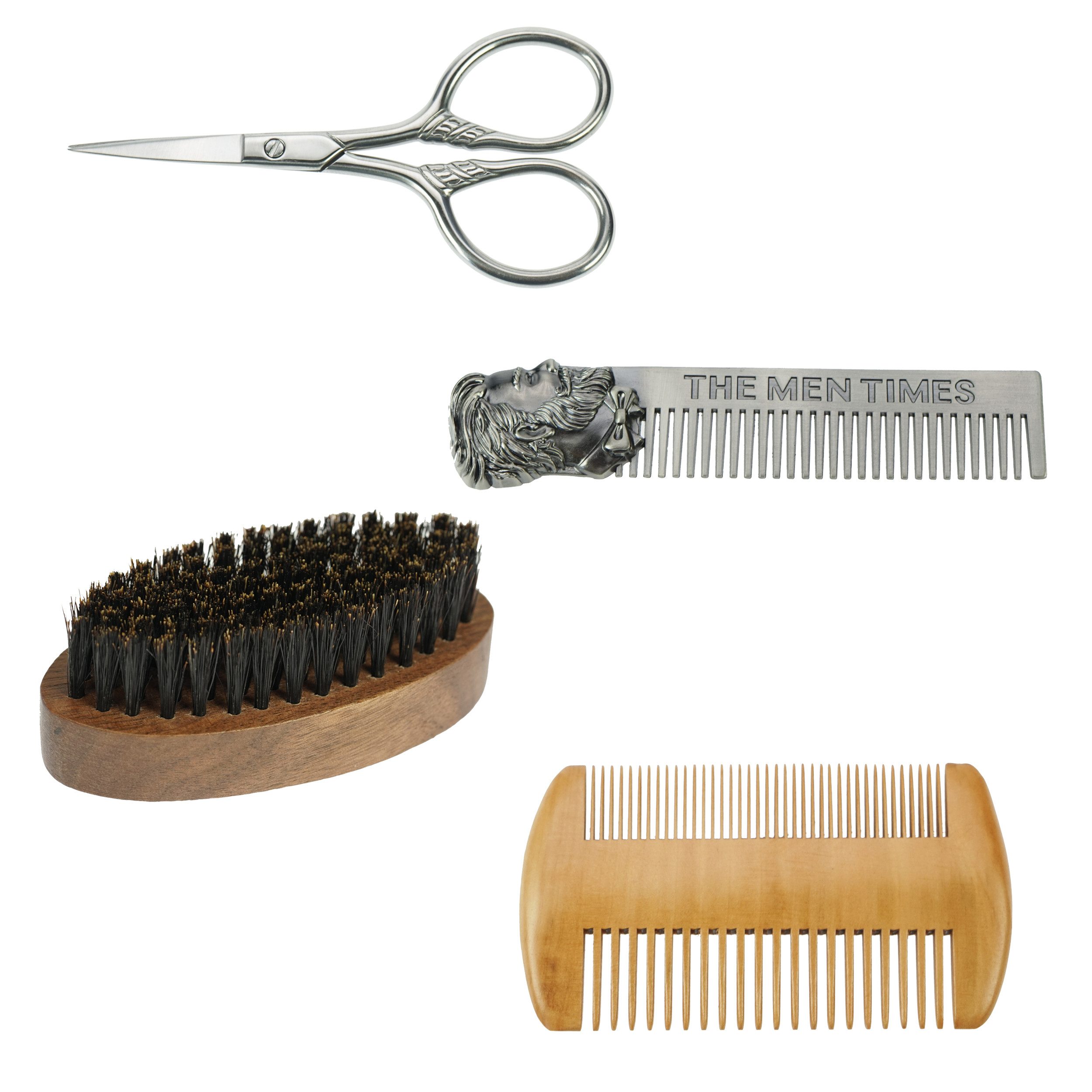 Fantasia Beauty Bartpflege-Set Bartset im Etui, 5-tlg., 4-teilig mit Zugbeutel, Bartpflege im Geschenkset