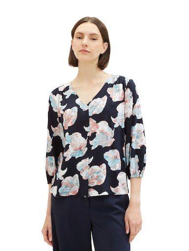 mit TAILOR dye Druckbluse durchgehender TOM tie Knopfleiste