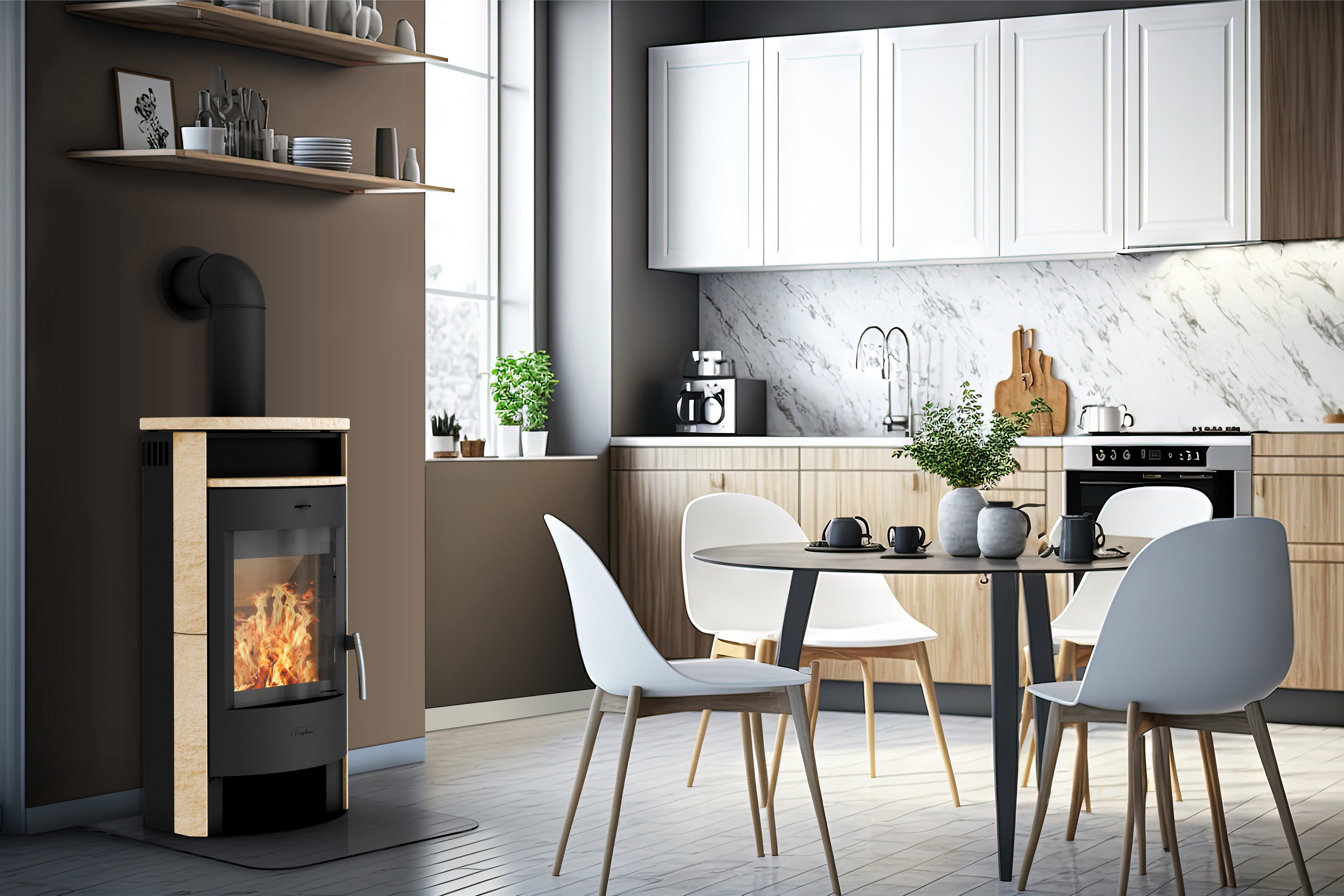 Fireplace Kaminofen Heathus MAIA Sandstein, 6,0 kW, Zeitbrand, Tee- und Hol günstig online kaufen