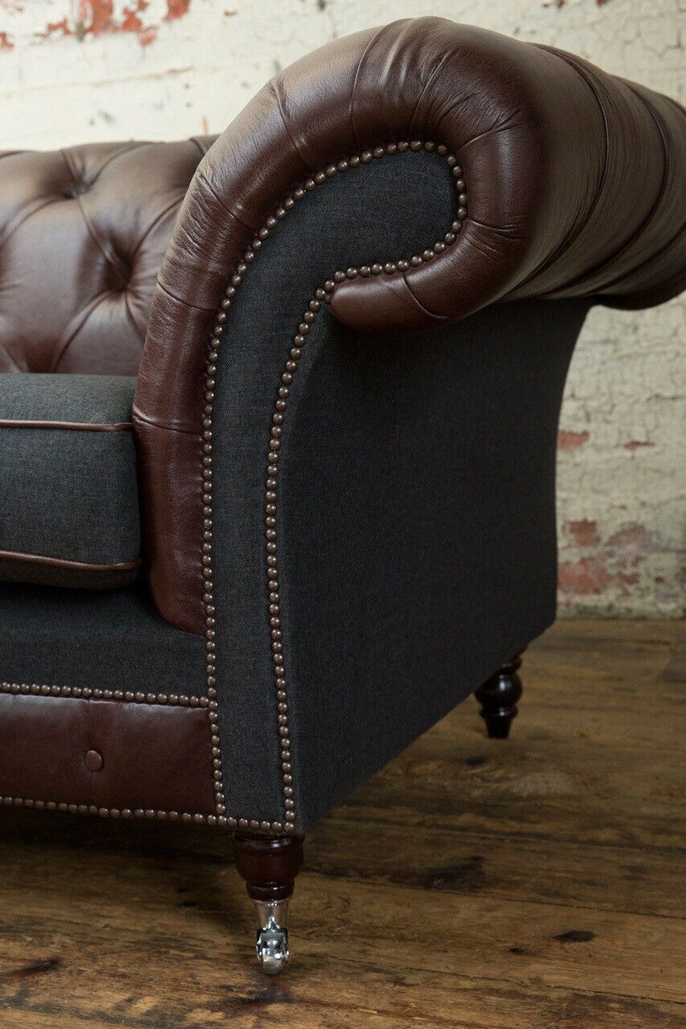 JVmoebel Chesterfield-Sessel Brauner Echtleder-Sessel im klassischen Chesterfield-Design (Packung, Relaxsessel), Made in Europa