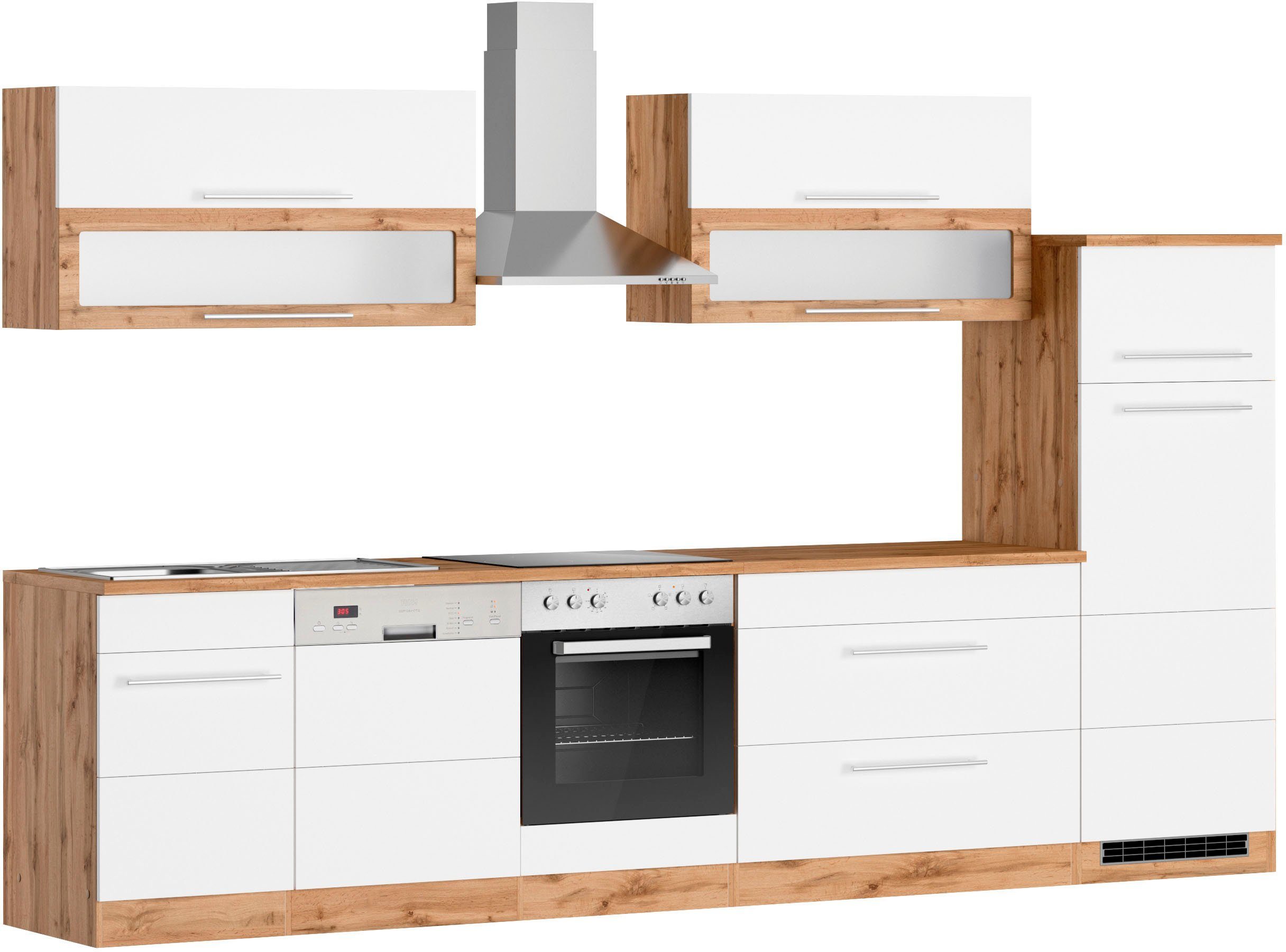 KOCHSTATION Küchenzeile KS-Wien, Breite 330 cm, wahlweise mit E-Geräten