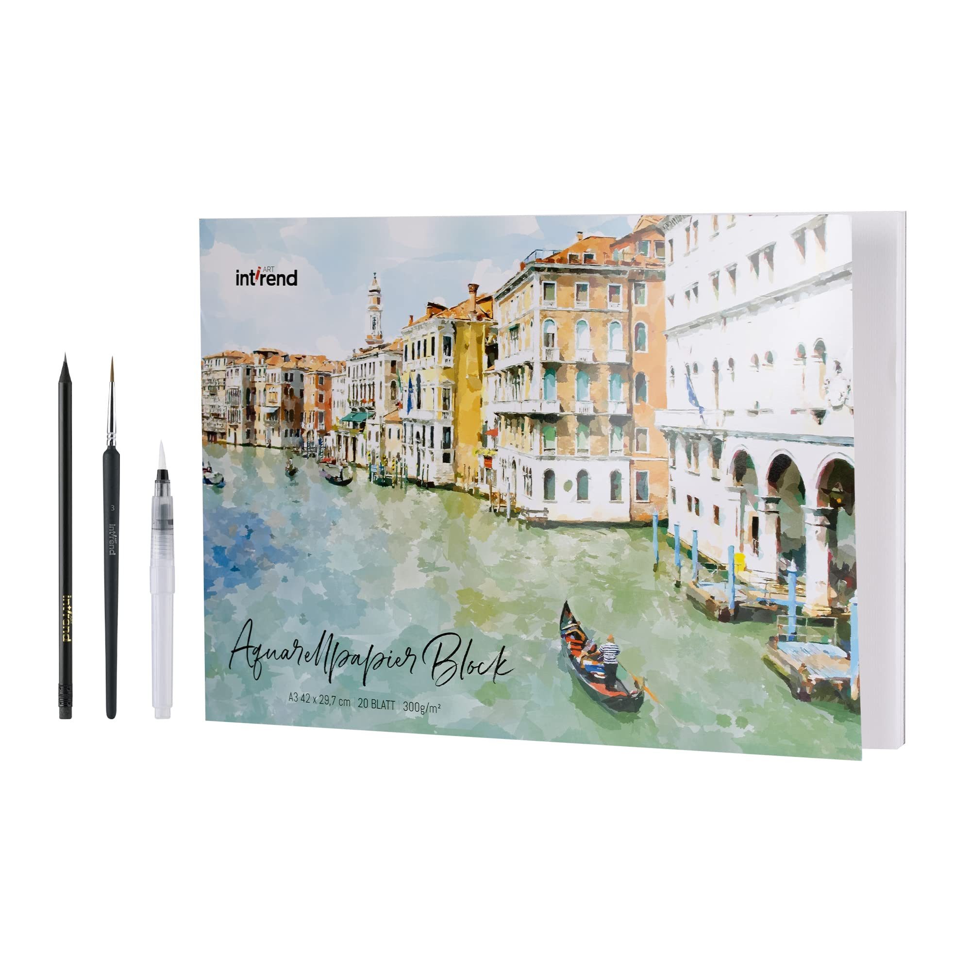 int!rend Aquarellblock int!rend Aquarellblock A3 300g 20 Blatt mit Pinsel