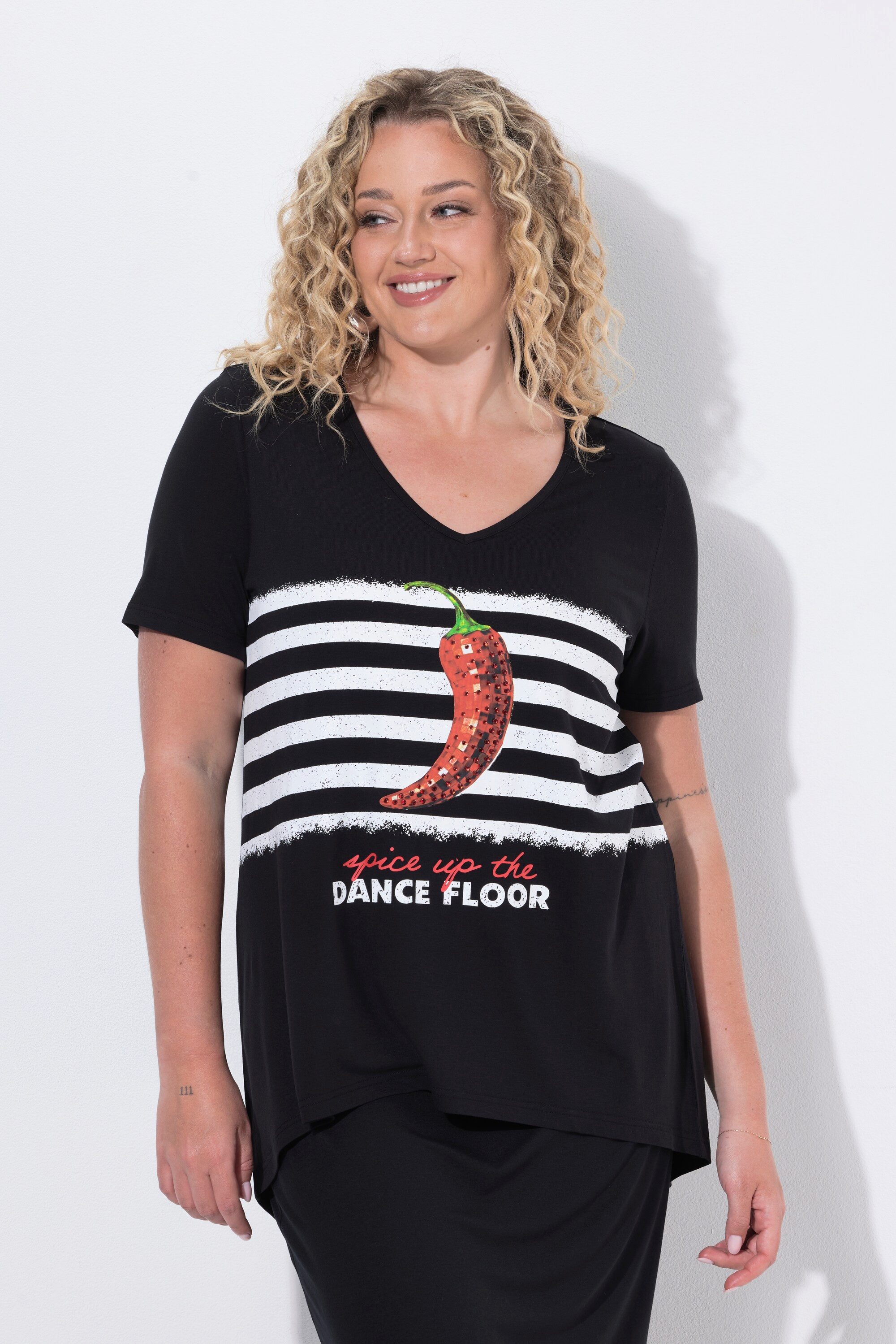 Angel of Style T-Shirt T-Shirt A-Linie Chili-Motiv Glitzersteinchen