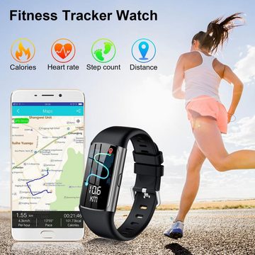 Tipmant Smartwatch (1,47 Zoll, Android, iOS), Mit Pulsmesser Schlafmonitor Schrittzähler WasserdichtIP68 Fitness Uhr