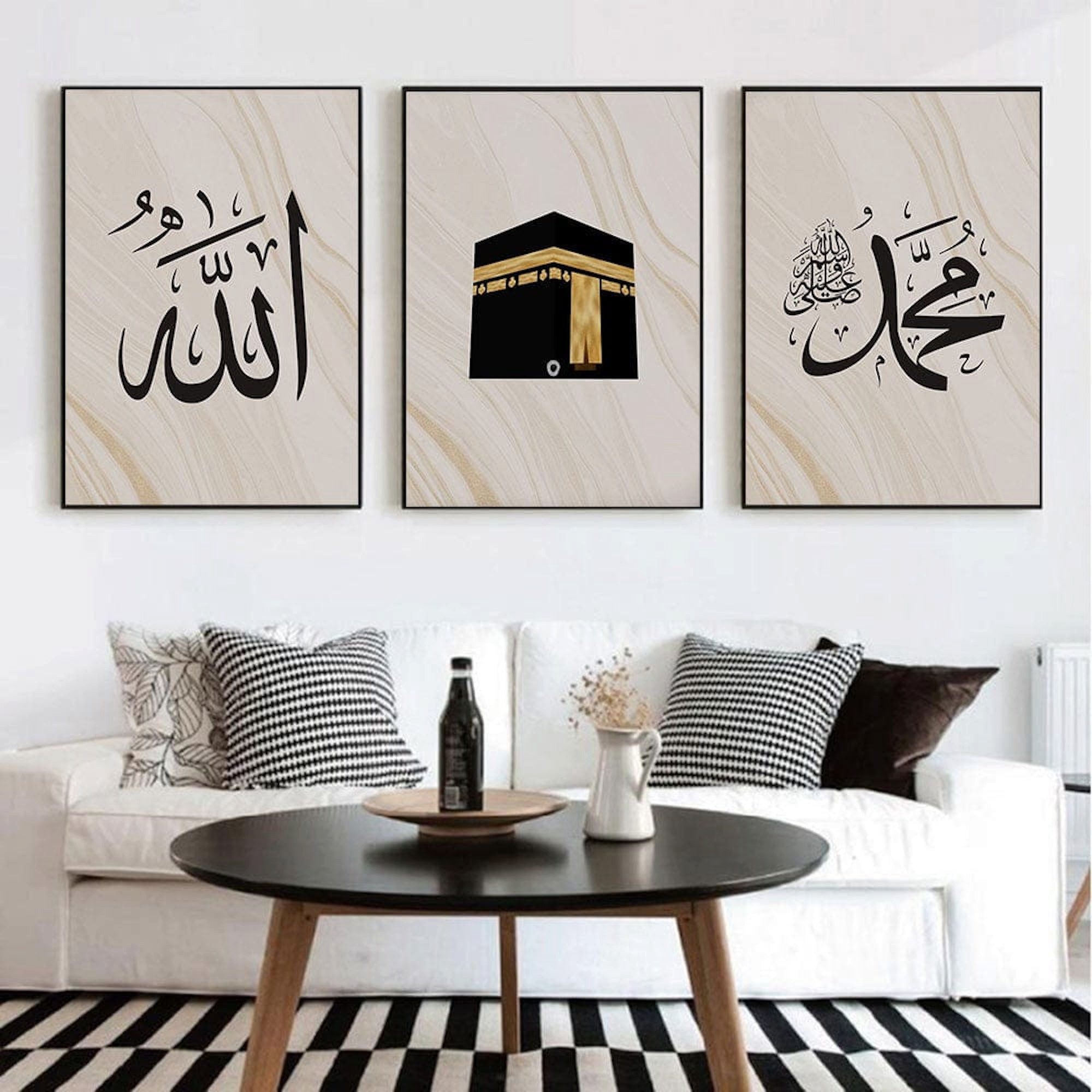 JUSTGOODMOOD Poster Kalligraphie Moschee Mekka Kaaba Wandbilder Wohnzimmer Schlafzimmer Wa, C (1 St)