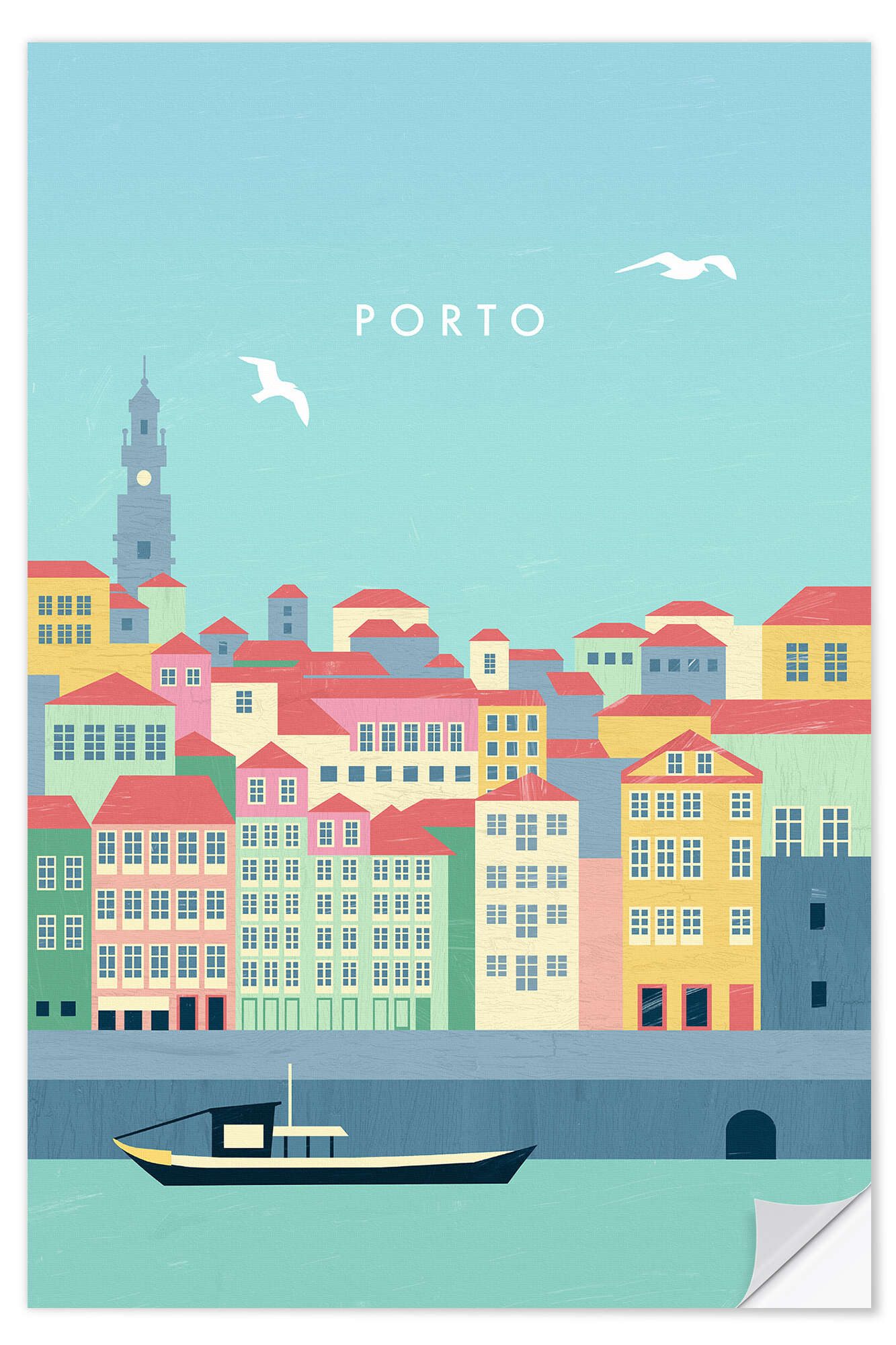 Posterlounge Wandfolie Katinka Reinke, Porto Illustration, Badezimmer Maritim Illustration