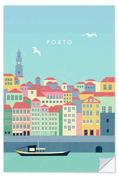Posterlounge Wandfolie Katinka Reinke, Porto Illustration, Badezimmer Minimalistisch Grafikdesign
