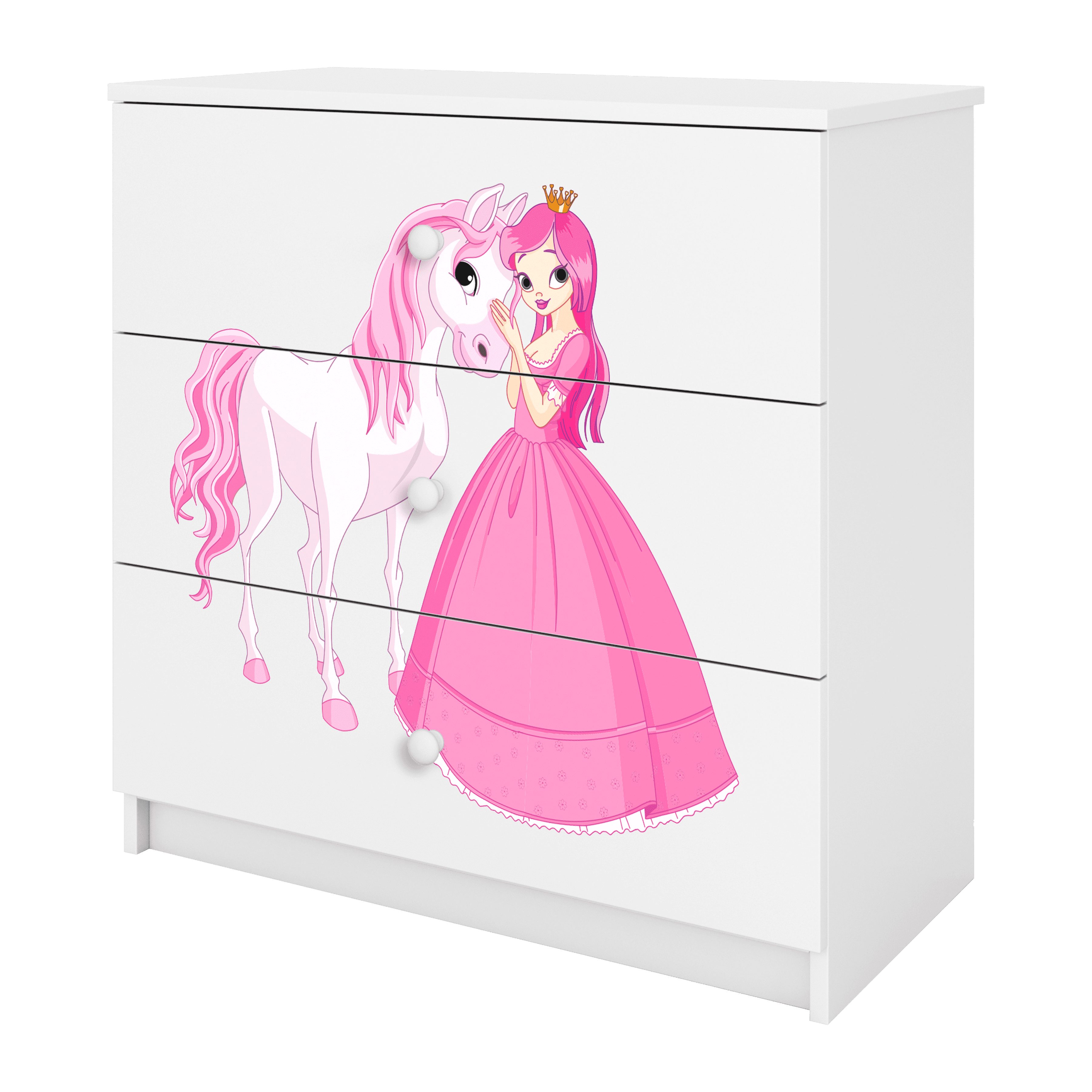 Raumhirsch Furniture Kinderregal Kinderkommode mit Motiven für Mädchen, Spielzeugregal mit Schubladen - Kinderzimmermöbel, stabile Konstruktion, kindgerecht, verschiedene Farben & Designs