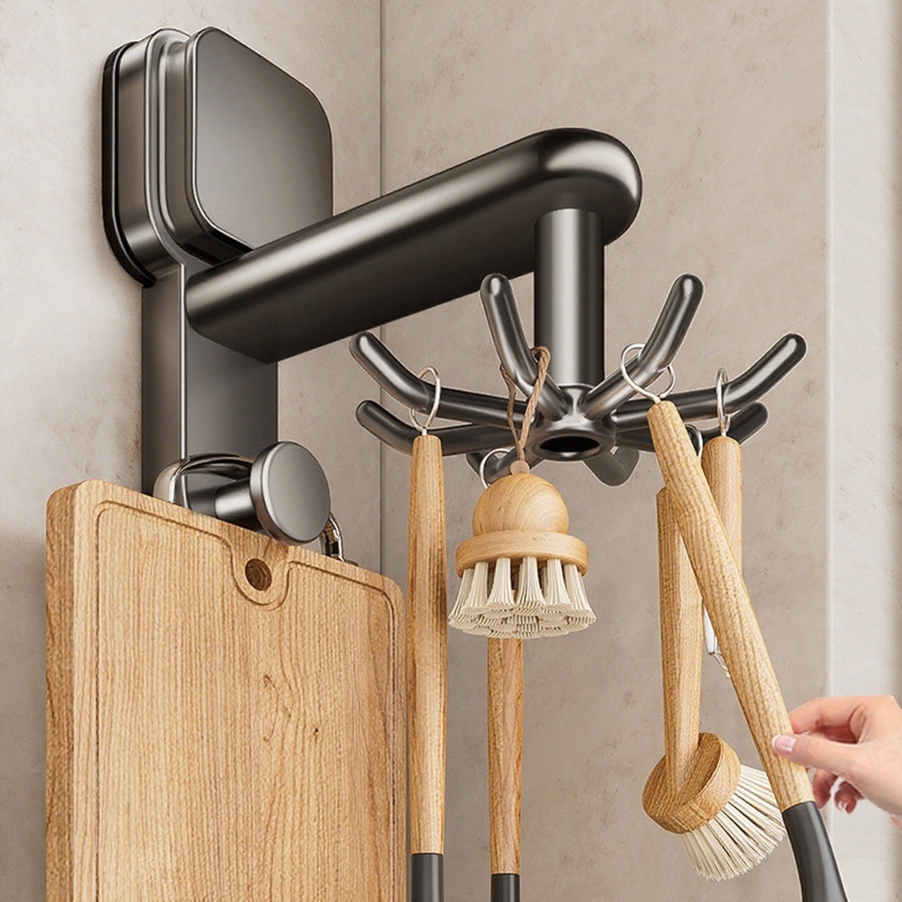 Mutig Wandhaken 2 Stück Küchenhaken, 360 ° Drehung drehbare Hakenleiste, Kü günstig online kaufen