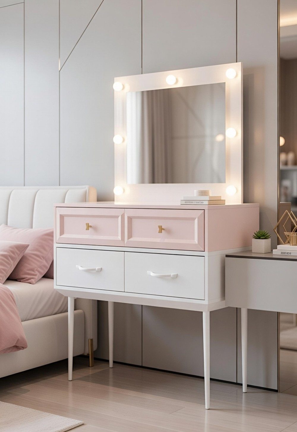 JVmoebel Schminktisch Schminktisch mit Spiegel und LED für elegantes Schlafzimmer, Made in Europa