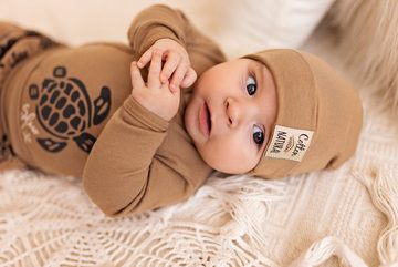 Makoma Erstlingsmütze Baby Mütze Neutral für Neugeborene Jungen & Mädchen -Hamony Natural- (Spar-Set, 3-St) mit breiten Umschlag